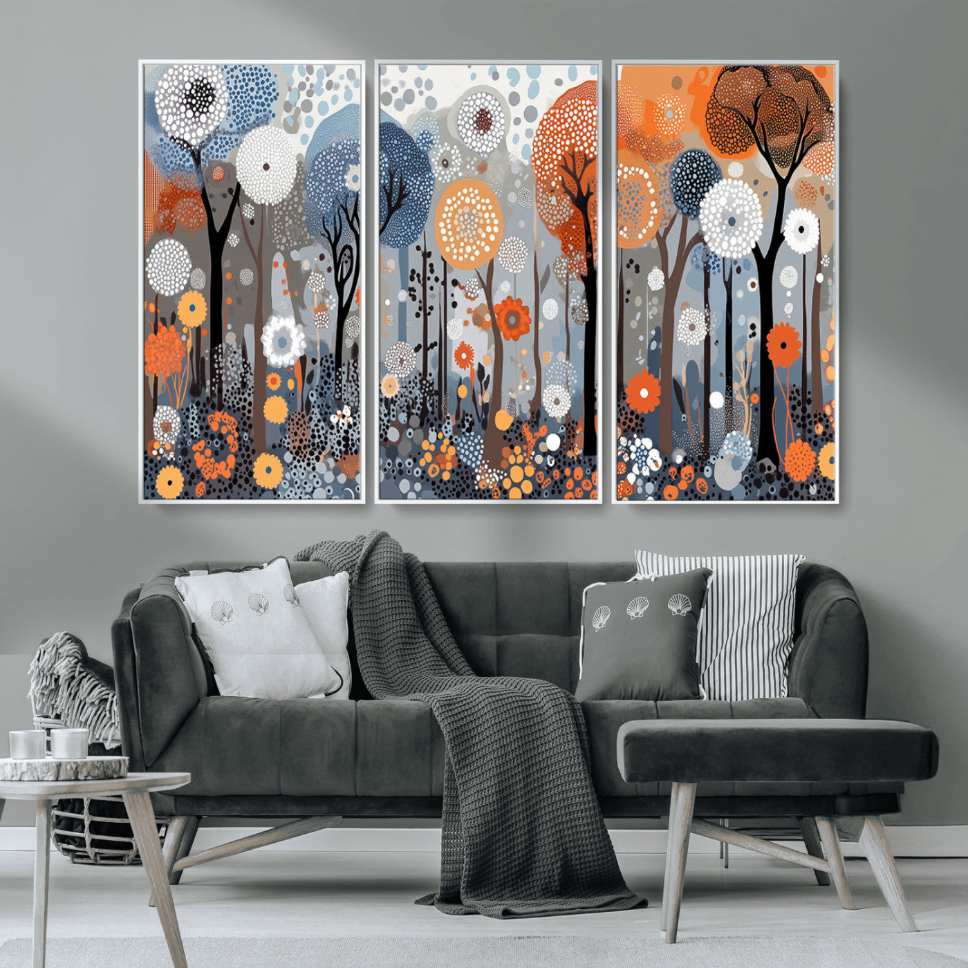MGV-FC-48X32-3P - Abstract Winter Landscape Canvas Wall Art Print - Large Colorful Nature Wall Decor