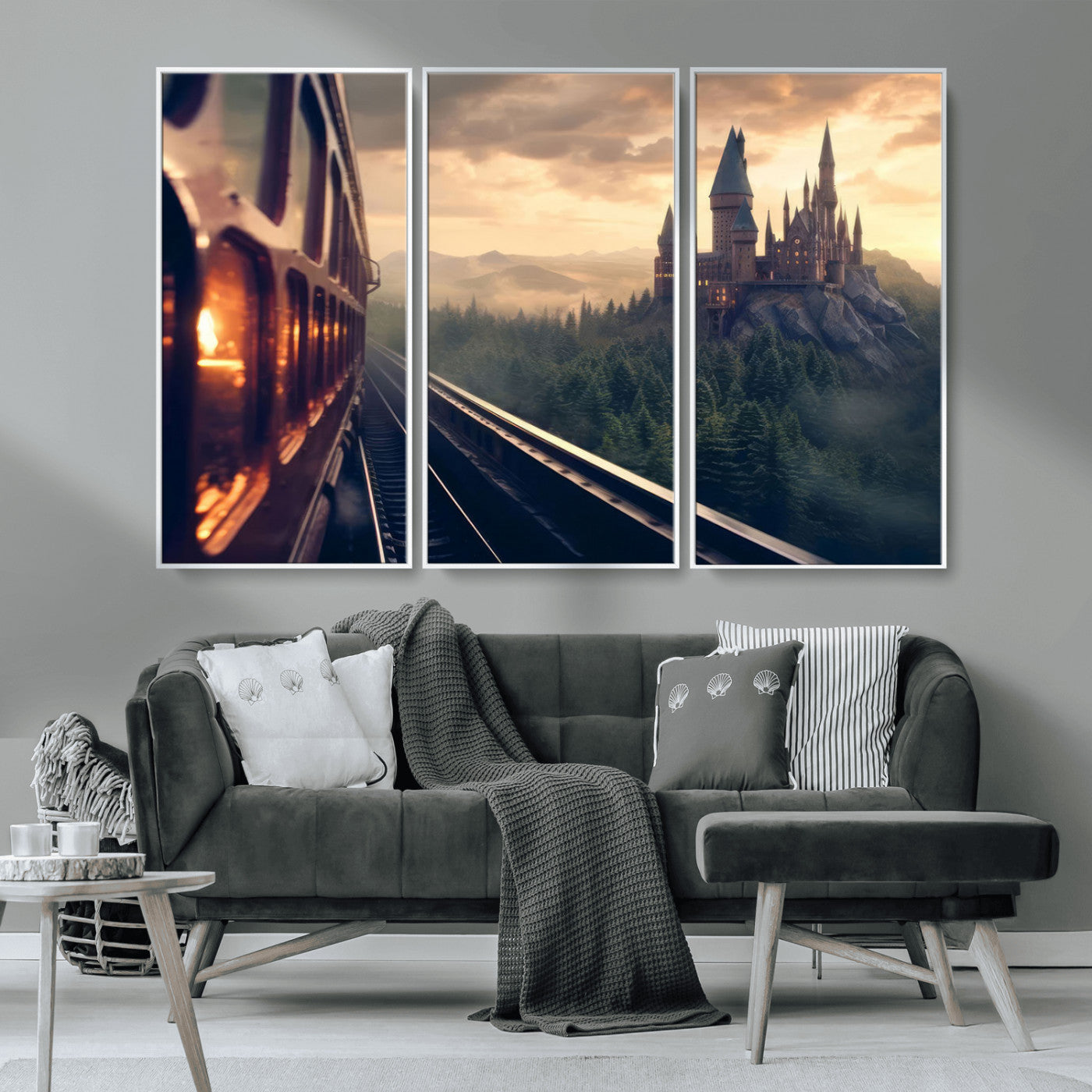 MGV-FC-48X32-3P - Harry Castle Wall Art Canvas Print, Wizard School Wall Art Print, Movie Wall Art Print
