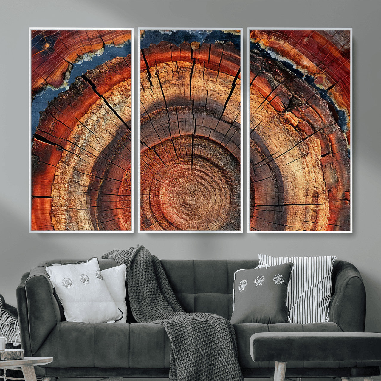 28555-MGV-CV-36X24 - Abstract Tree Ring Art Wall Art Canvas Print for Modern Farmhouse Decor, Colorful Tree Ring Wall Decor, Minimalist Home Canvas Art