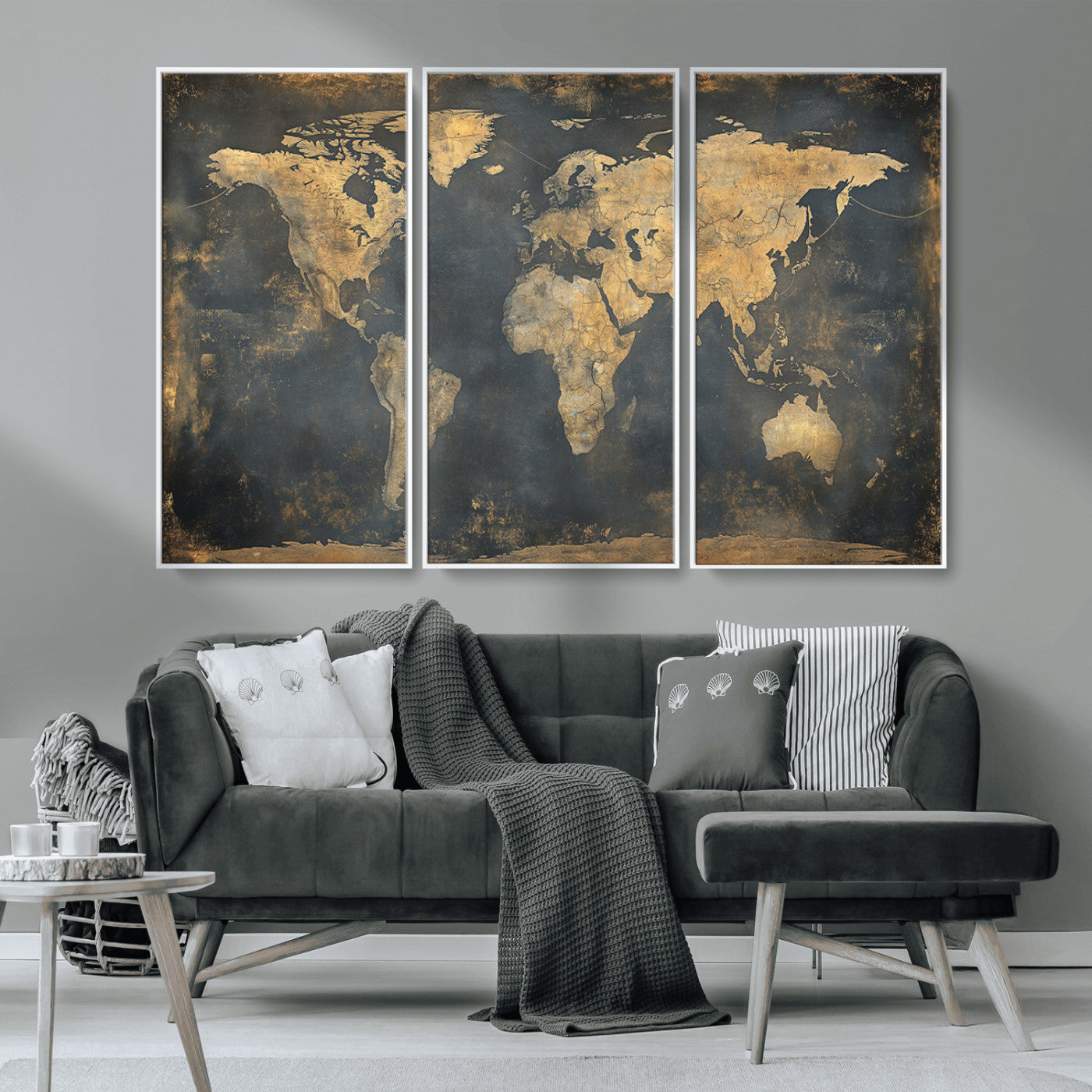 MGV-FC-48X32-3P - Push Pin World Map Canvas Print – Framed Wall Art for Couples to Track Their Travels – Anniversary