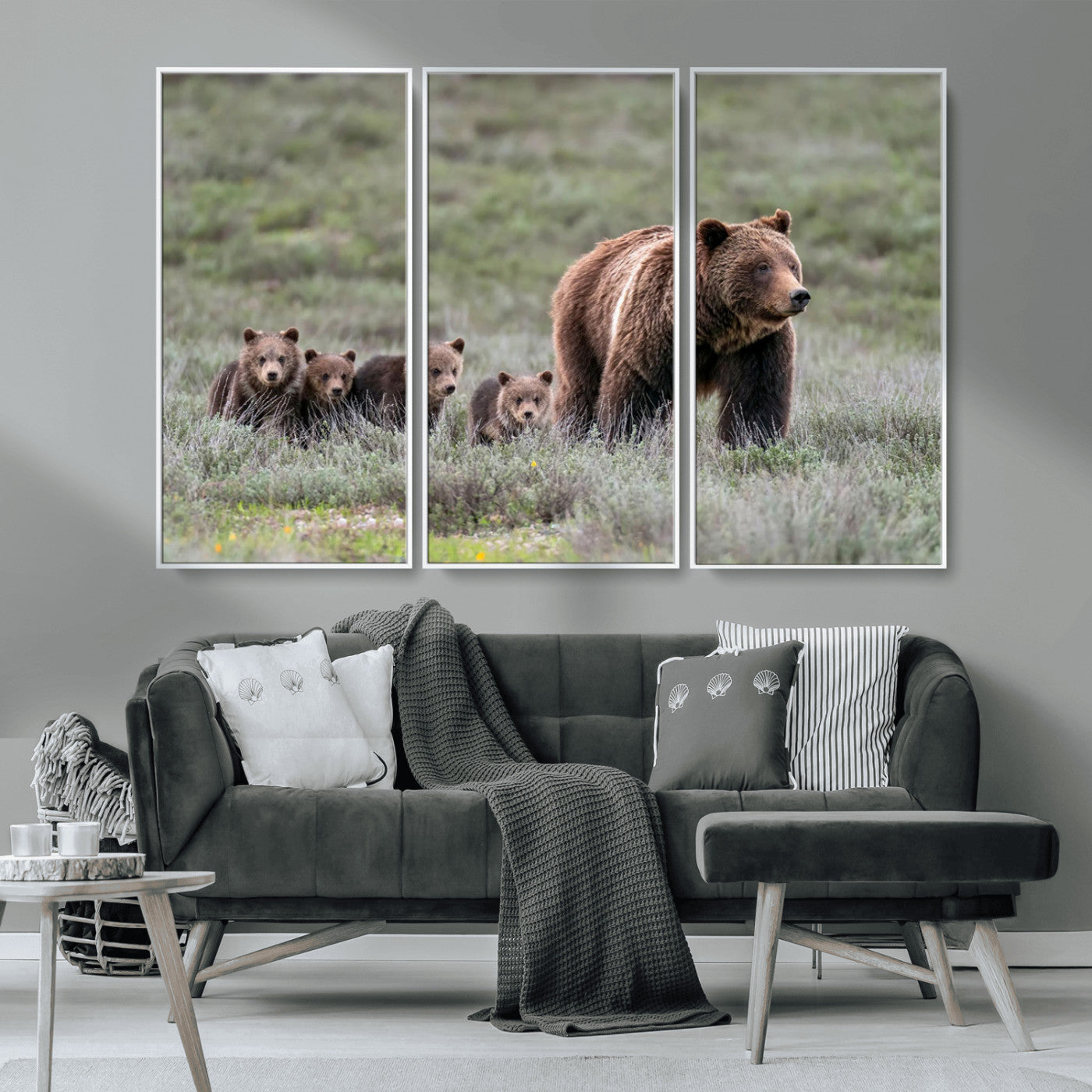 MGV-FC-48X32-3P - Wildlife Photography of 399 Grizzly Bear Cubs | Queen of the Tetons Canvas Wall Art Print