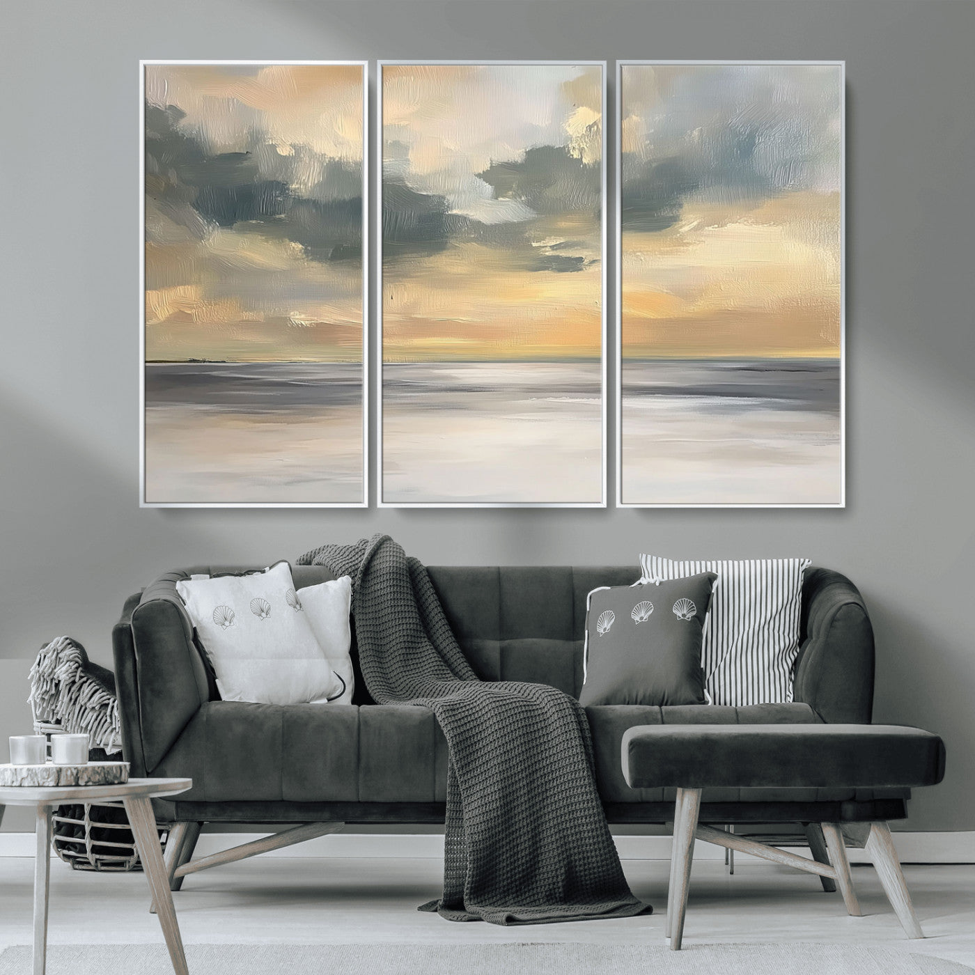 MGV-FC-48X32-3P - Modern Coastal Artwork with Vibrant Abstract Ocean Waves Wall Art Canvas Print for Contemporary