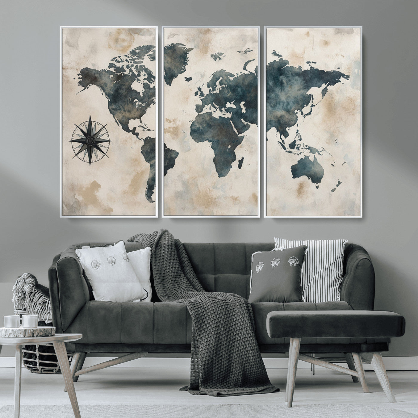 MGV-FC-48X32-3P - Push Pin World Map Canvas Print – Framed Wall Art for Couples to Track Their Travels – Anniversary