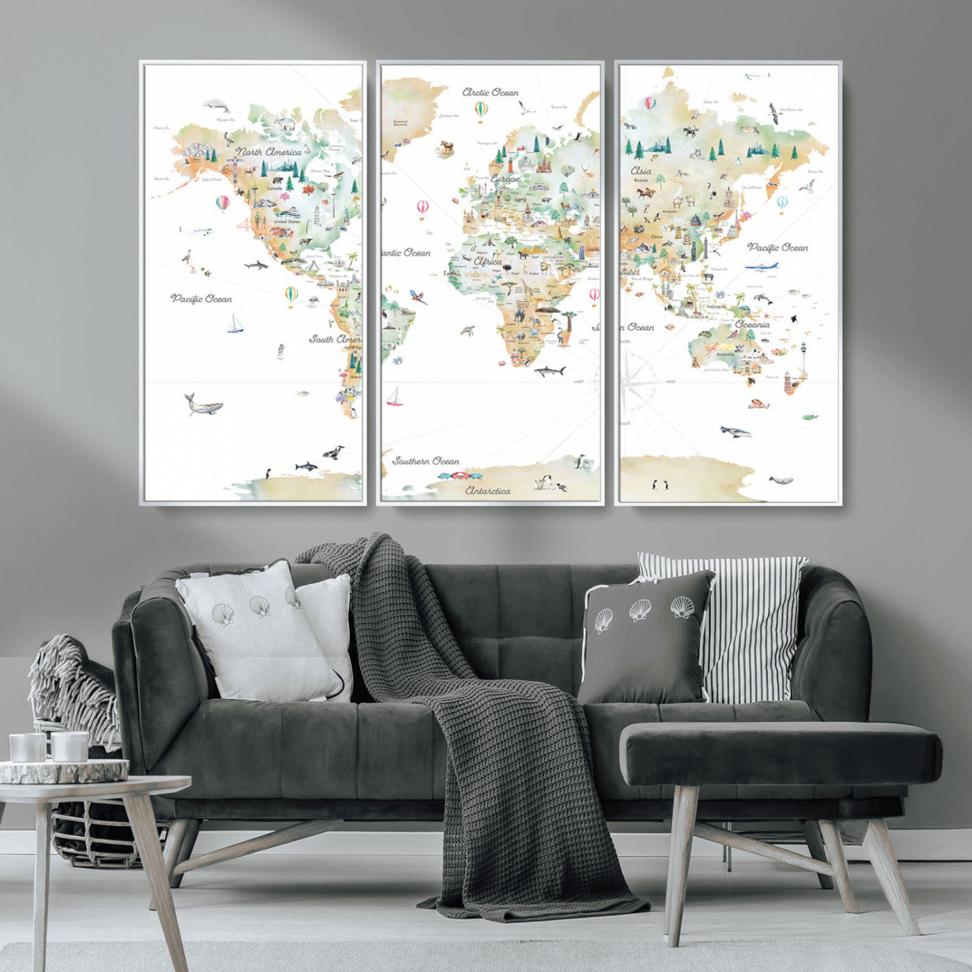 MGV-FC-48X32-3P - Push Pin World Map Canvas Print – Framed Wall Art for Couples to Track Their Travels – Anniversary