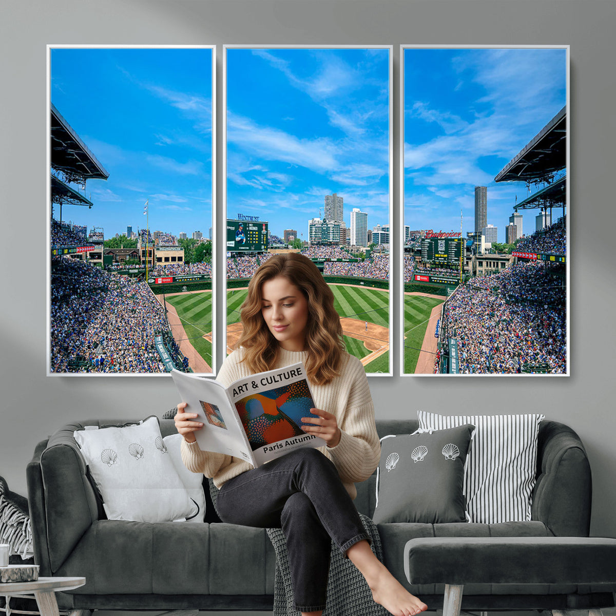 32373-MGV-CV-36X24 - Wrigley Field Chicago Cubs Panoramic Art Multi-Piece Canvas