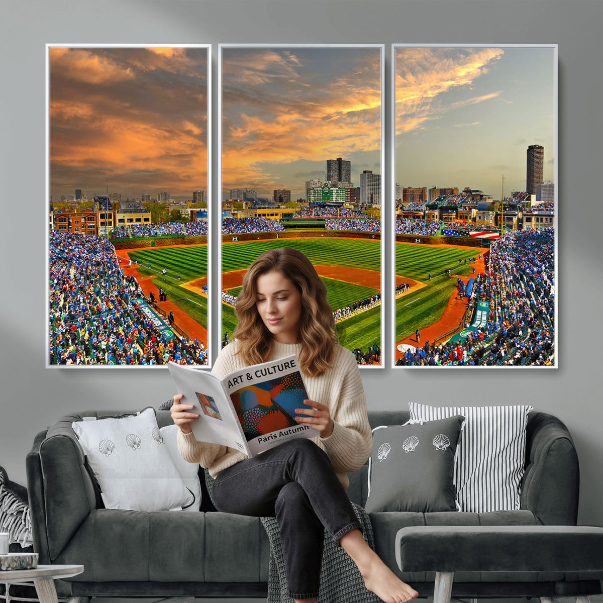 45635-MGV-CV-36X24 - Chicago Wrigley Field Wall Art Canvas Print