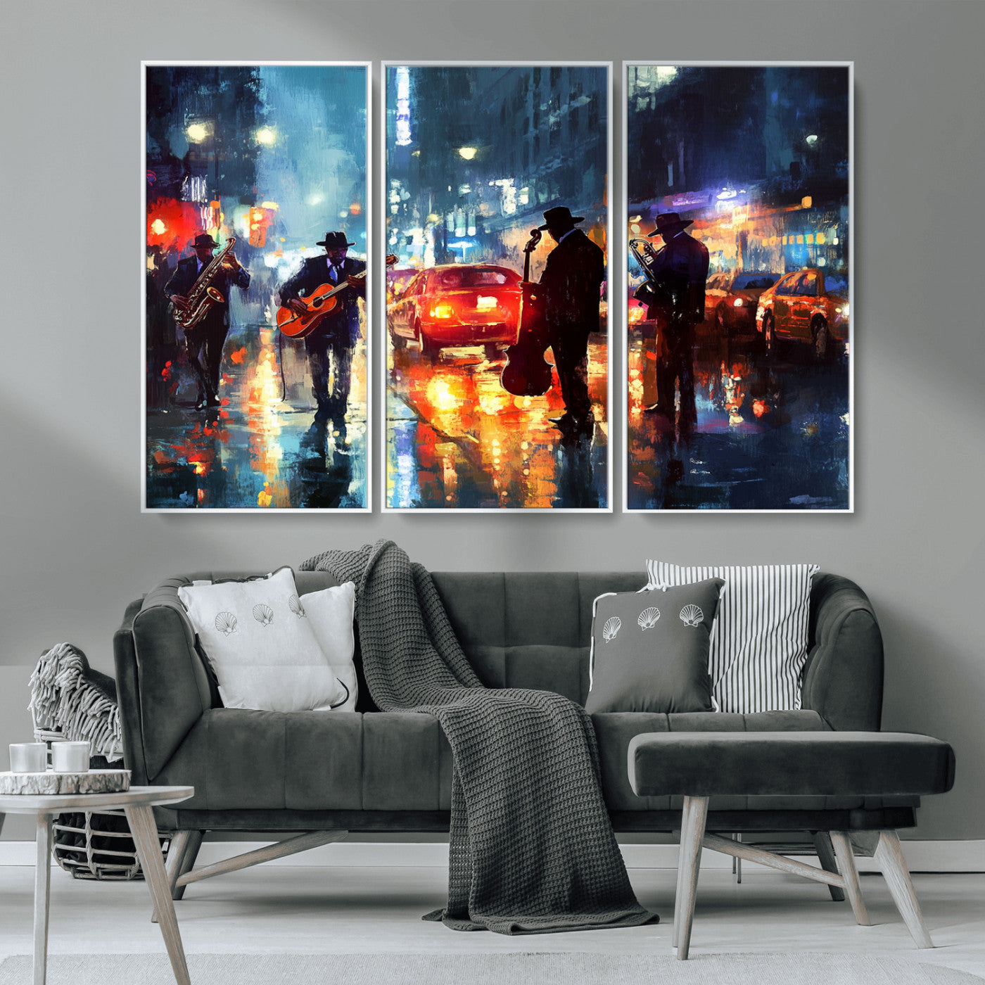 MGV-FC-48X32-3P - African American Jazz Canvas - Abstract Music Wall Art Print - Abstract Jazz Wall Art Framed Prints