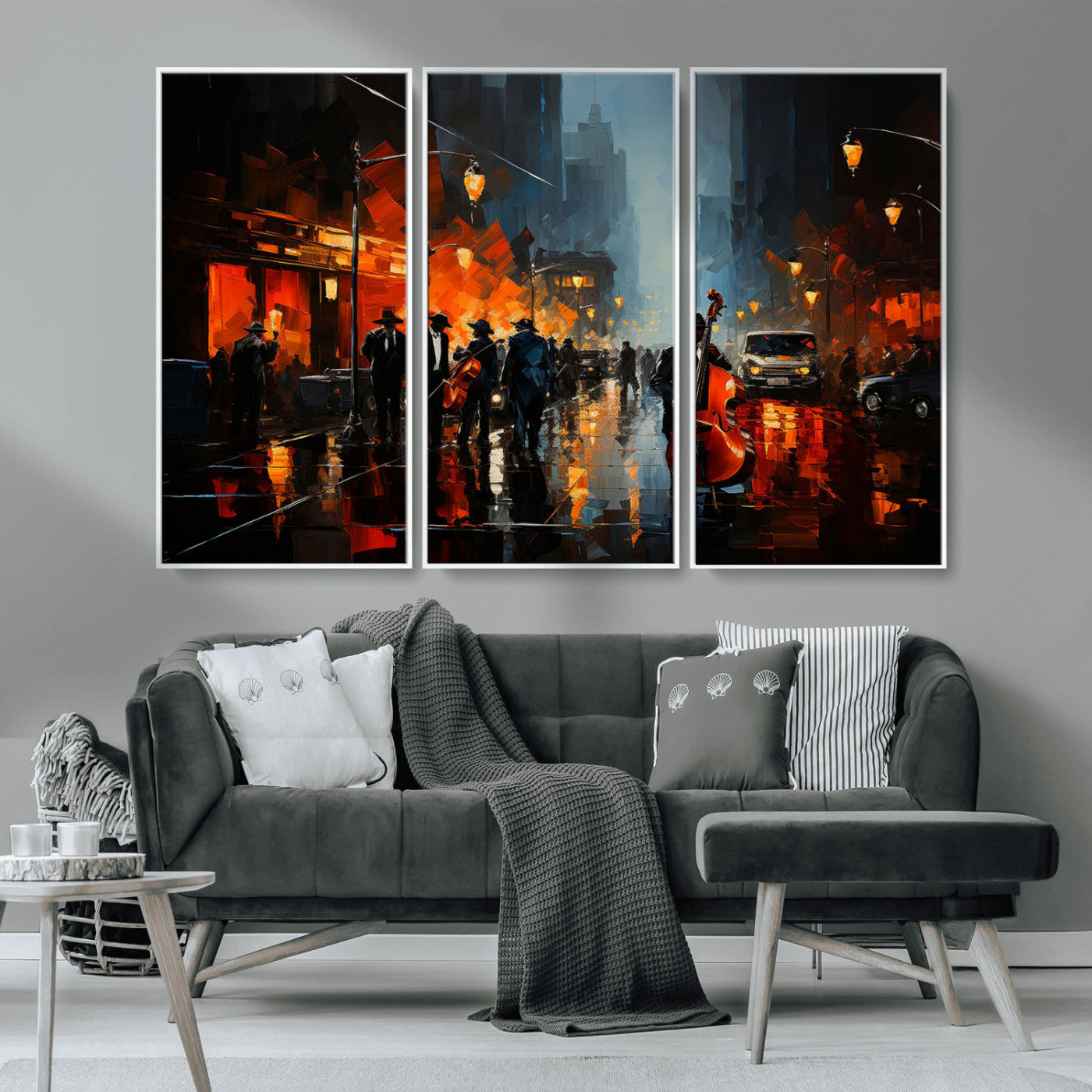 MGV-FC-48X32-3P - Winston Porter Jazz Wall Art - African American Music Canvas - Abstract Colorful Music Art - Framed