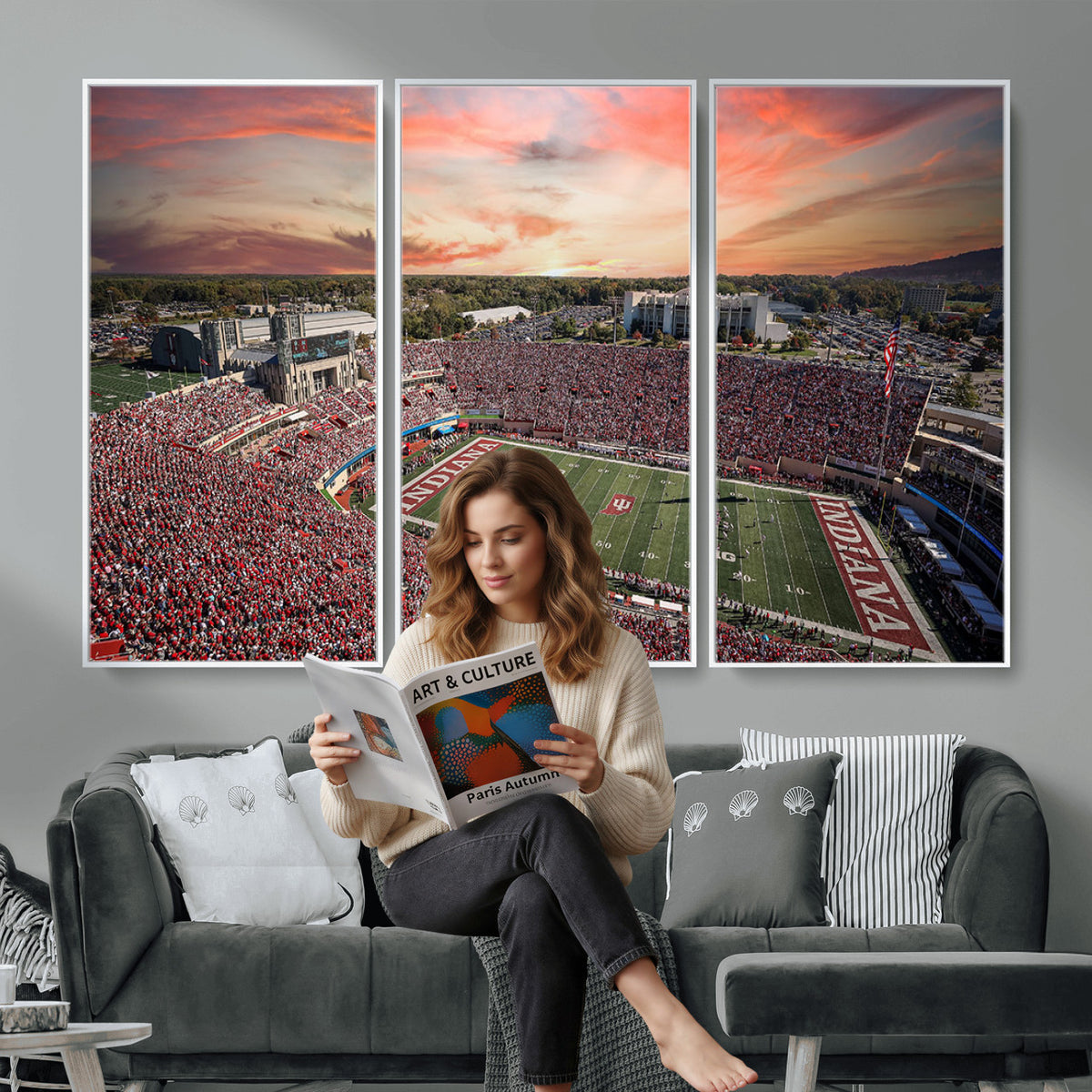 51135-MGV-CV-36X24 - Indiana Memorial Stadium Wall Art Canvas Print