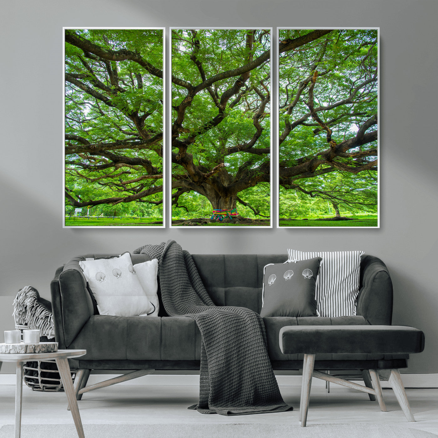 MGV-FC-48X32-3P - Oak Tree Wall Art Print, Forest Canvas Wall Art for Home and Office, Framed Angel Oak Tree Canvas