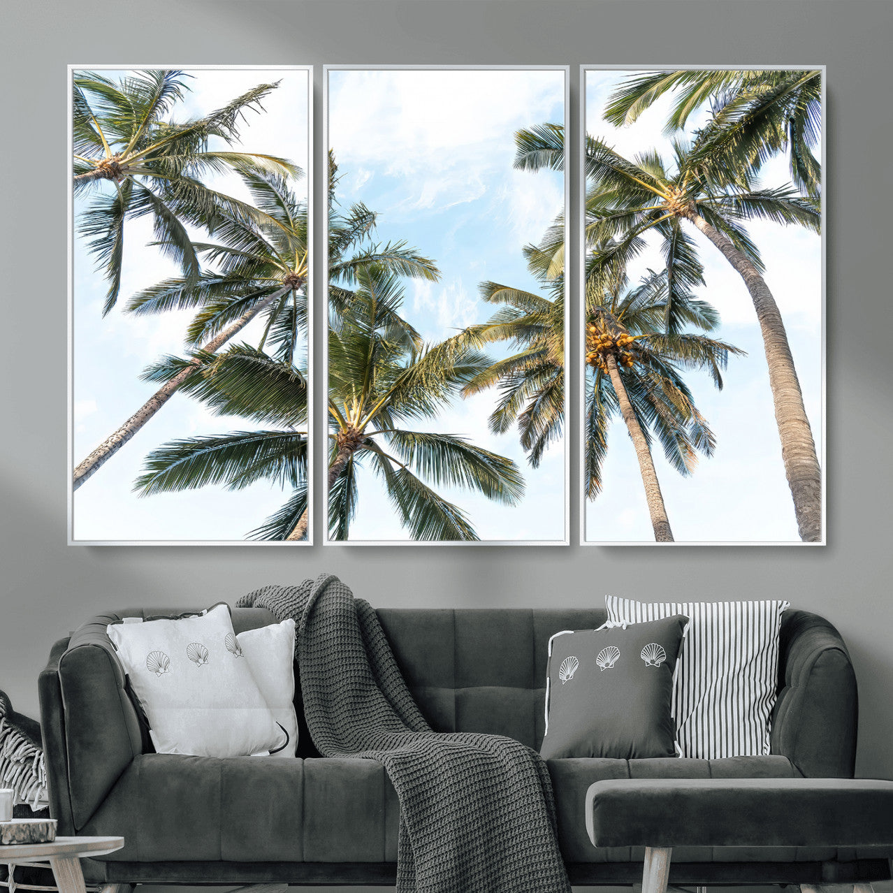 87247012-MGV-CV-36X24 - Tropical Palm Trees Wall Art – Sunlit Leaves & Blue Sky Canvas Print, Island Breeze and Vacation Vibes for Office or Home Decor