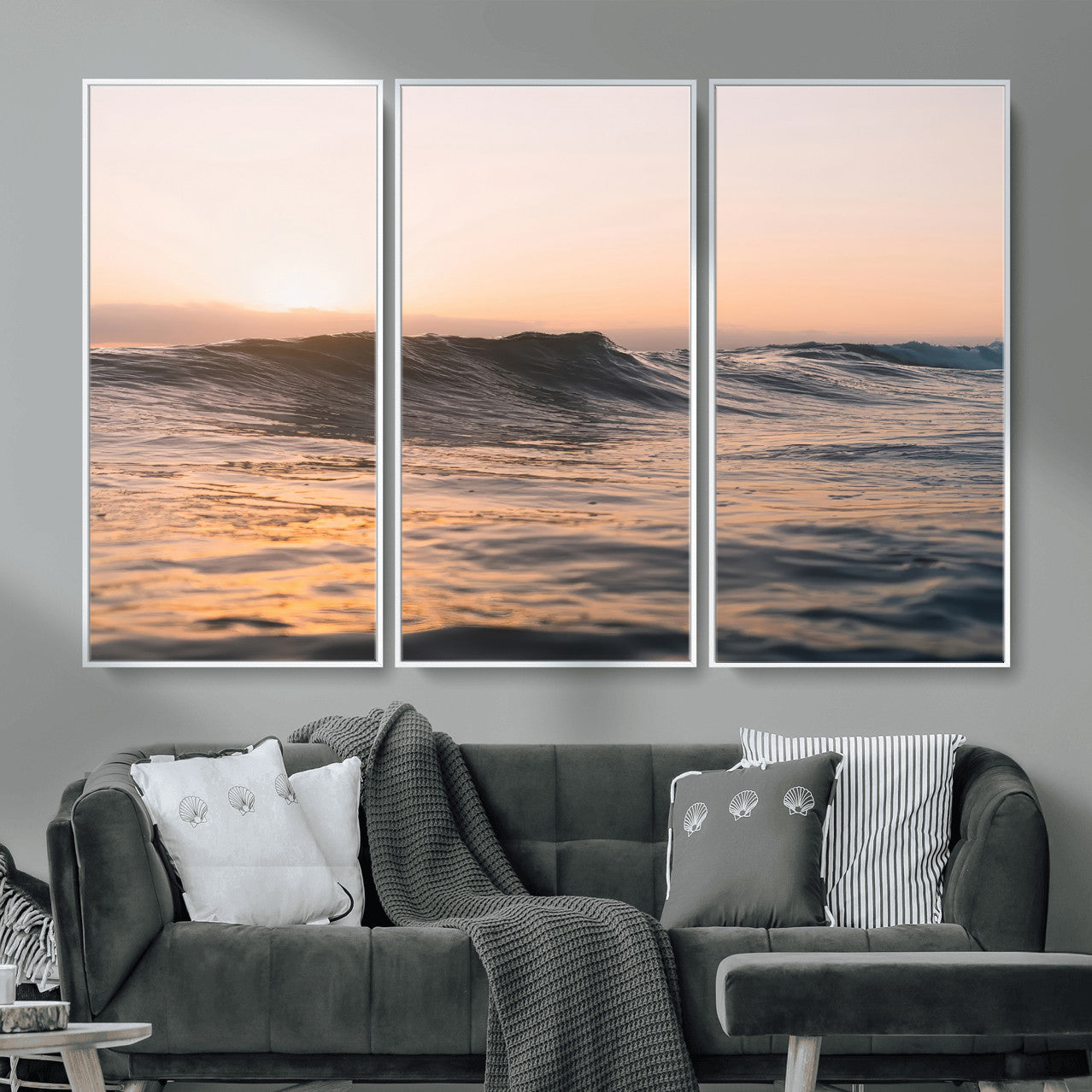 46299358-MGV-CV-36X24 - Golden Sunset Ocean Wall Art – Tranquil Waves & Peaceful Horizon Canvas Print, Soft Light and Evening Glow for Serene Beach, Home or Nature Decor