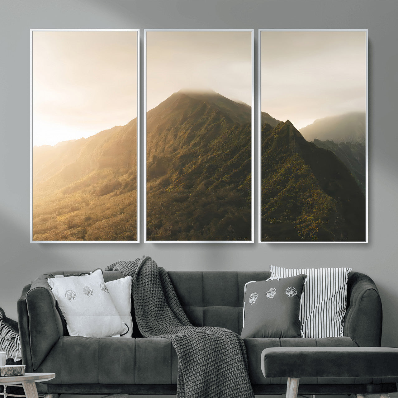 42338636-MGV-CV-36X24-Mountain Wall Art – Framed Sunset Landscape Canvas Artwork, Serene Nature Design, Rustic Decor for Home, Office