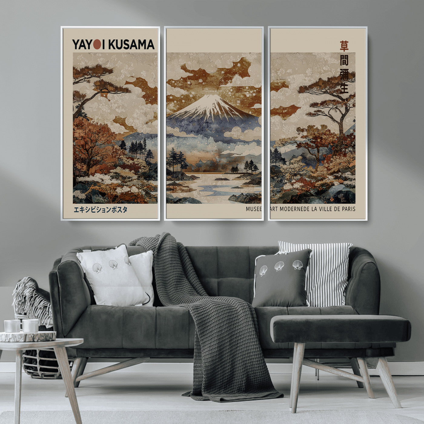 MGV-FC-48X32-3P - Yayoi Wall Art: Transform Your Space, Modern Japanese Wall Art Print Yayoi Kusama Canvas Wall Art