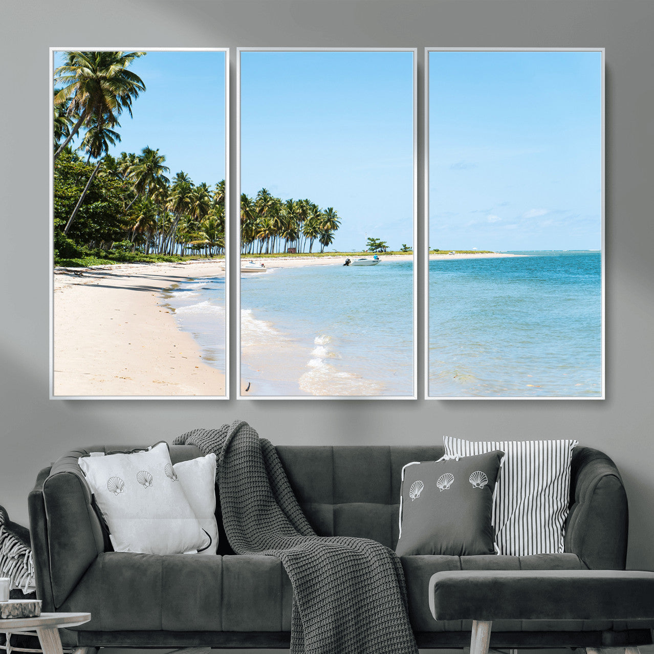 37858872-MGV-CV-36X24 - Palm Tree Paradise Coastal Wall Art – Beach Scene and Ocean Breeze Canvas Print Tranquil Tropical Shore Decor for Living Room, Bedroom or Office