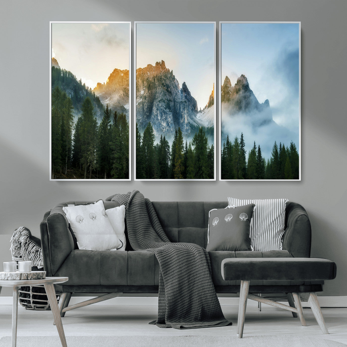 MGV-FC-48X32-3P - Wilderness Wall Art Wall Art Canvas Print, Framed Nature Landscape Decor Art Picture Print, Misty Forest Photography Perfect Rustic Nature Decor Artwork