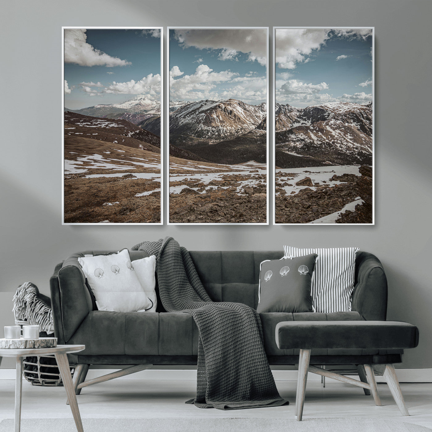 MGV-FC-48X32-3P - Mountain Landscape Wall Art Canvas Print, Framed Snowy Peaks Art Picture Print, Rugged Highlands Perfect Rustic Adventure Decor Artwork
