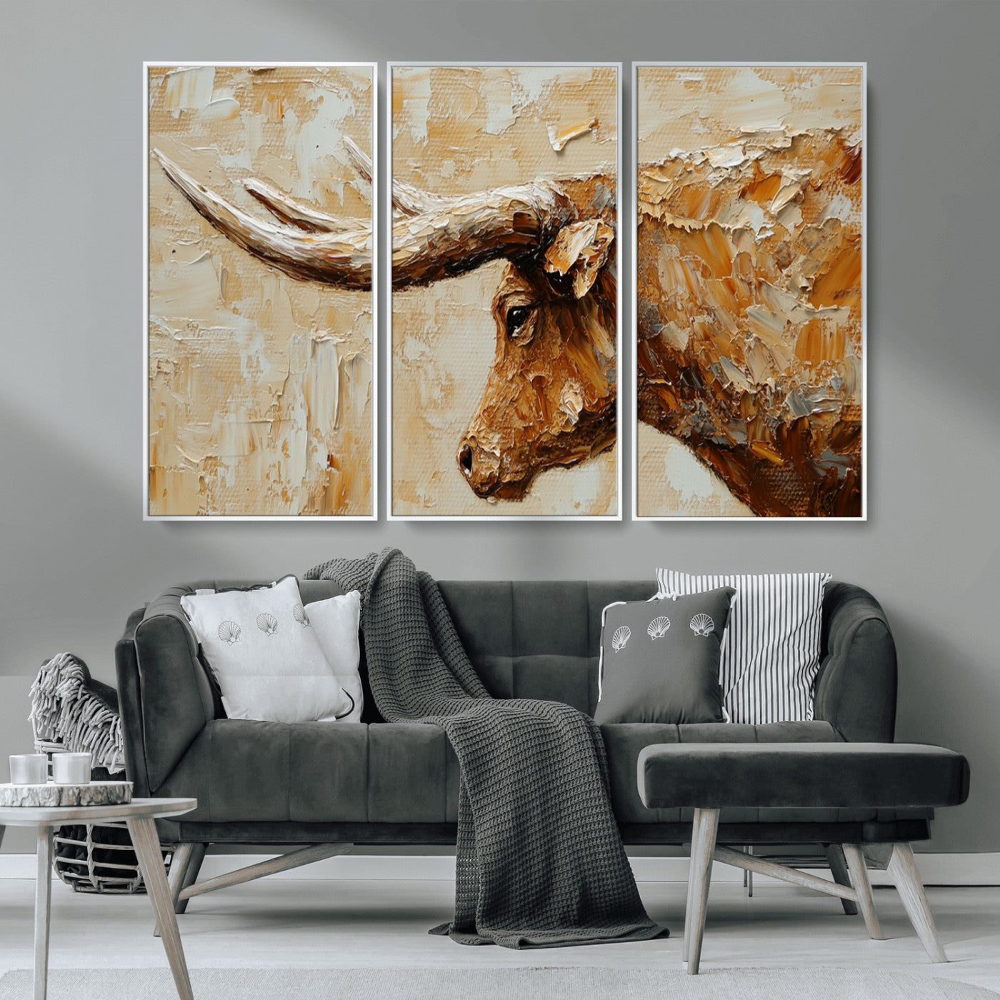 69611428-MGV-CV-36X24-Rustic Longhorn Bull Wall Art Canvas Print – Vintage Western Cattle Painting, Texas Steer Artwork for Ranch, Farmhouse or Cowboy Decor