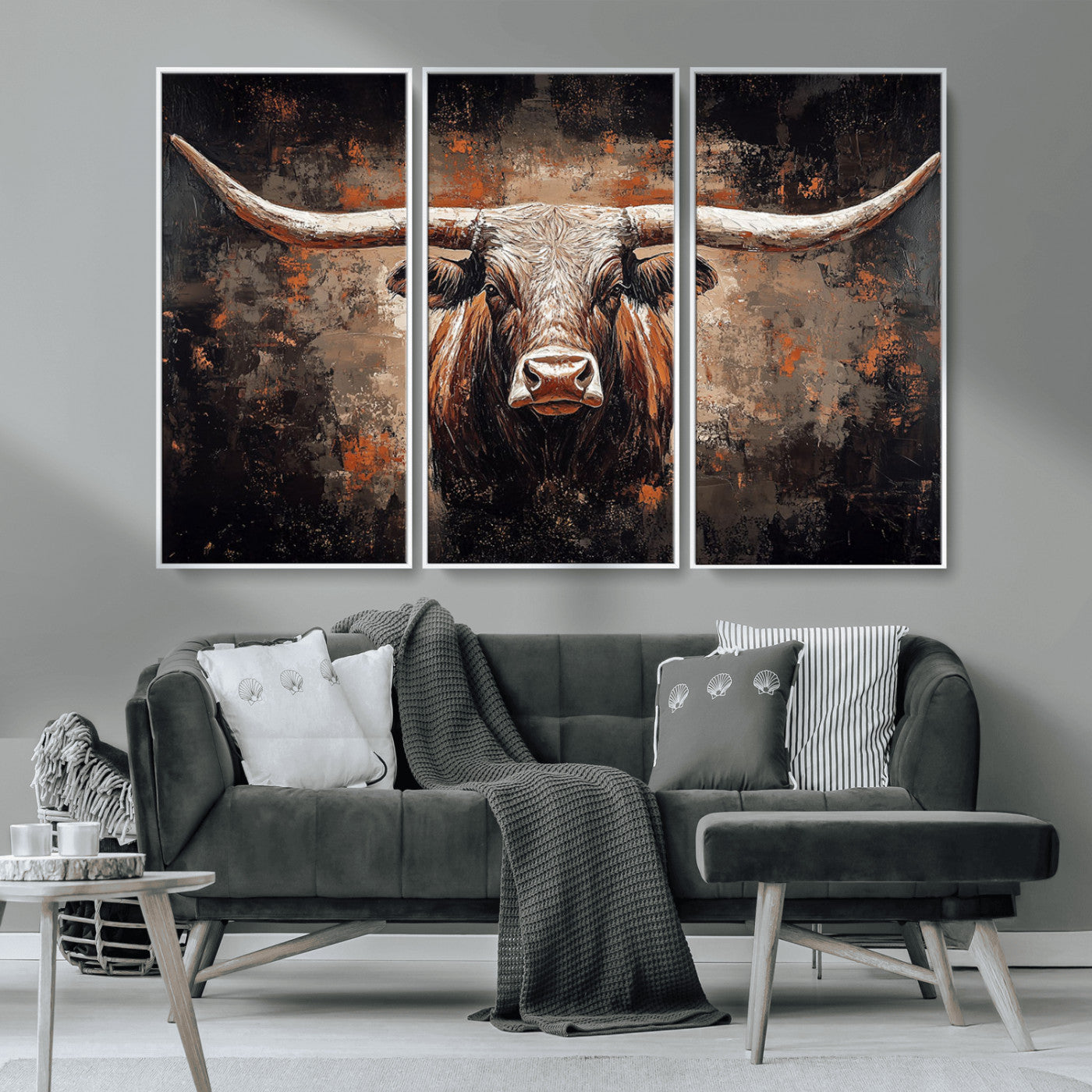 24779067-MGV-CV-36X24-Rustic Longhorn Bull Wall Art Canvas Print – Vintage Western Cattle Painting, Texas Steer Artwork for Ranch, Farmhouse or Cowboy Decor