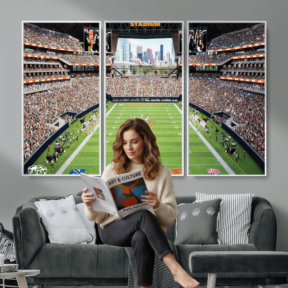 76935553-PAN-FL-20X10 - Chicago Bears Soldiers Field Wall Art Canvas Print, Home Office Wall Decor