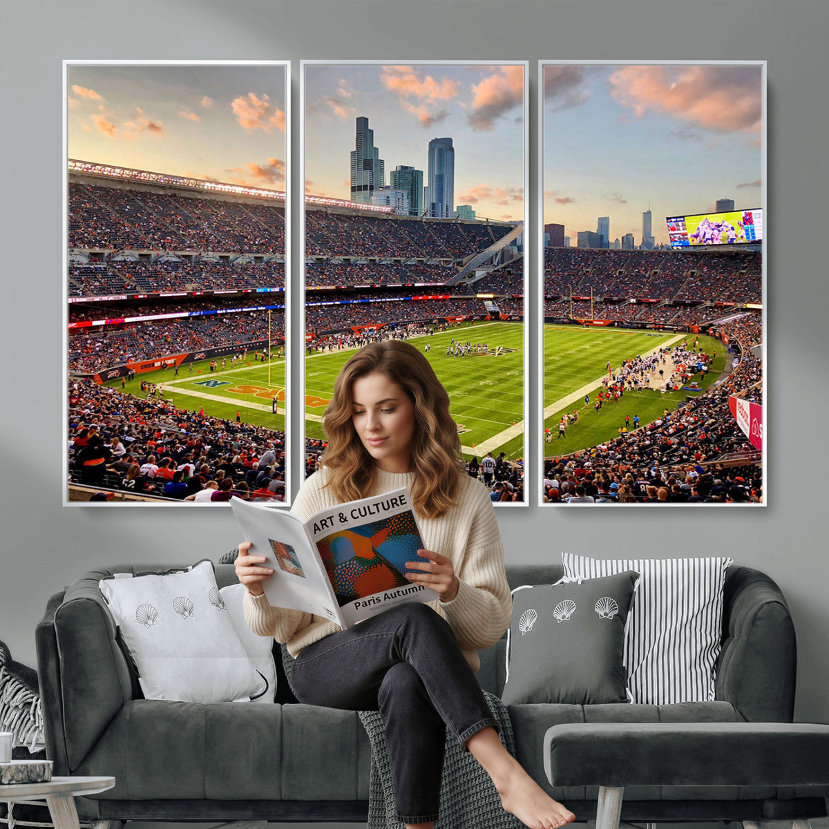 55377093-PAN-FL-20X10 - Chicago Bears Soldiers Field Wall Art Canvas Print, Man Cave Wall Decor