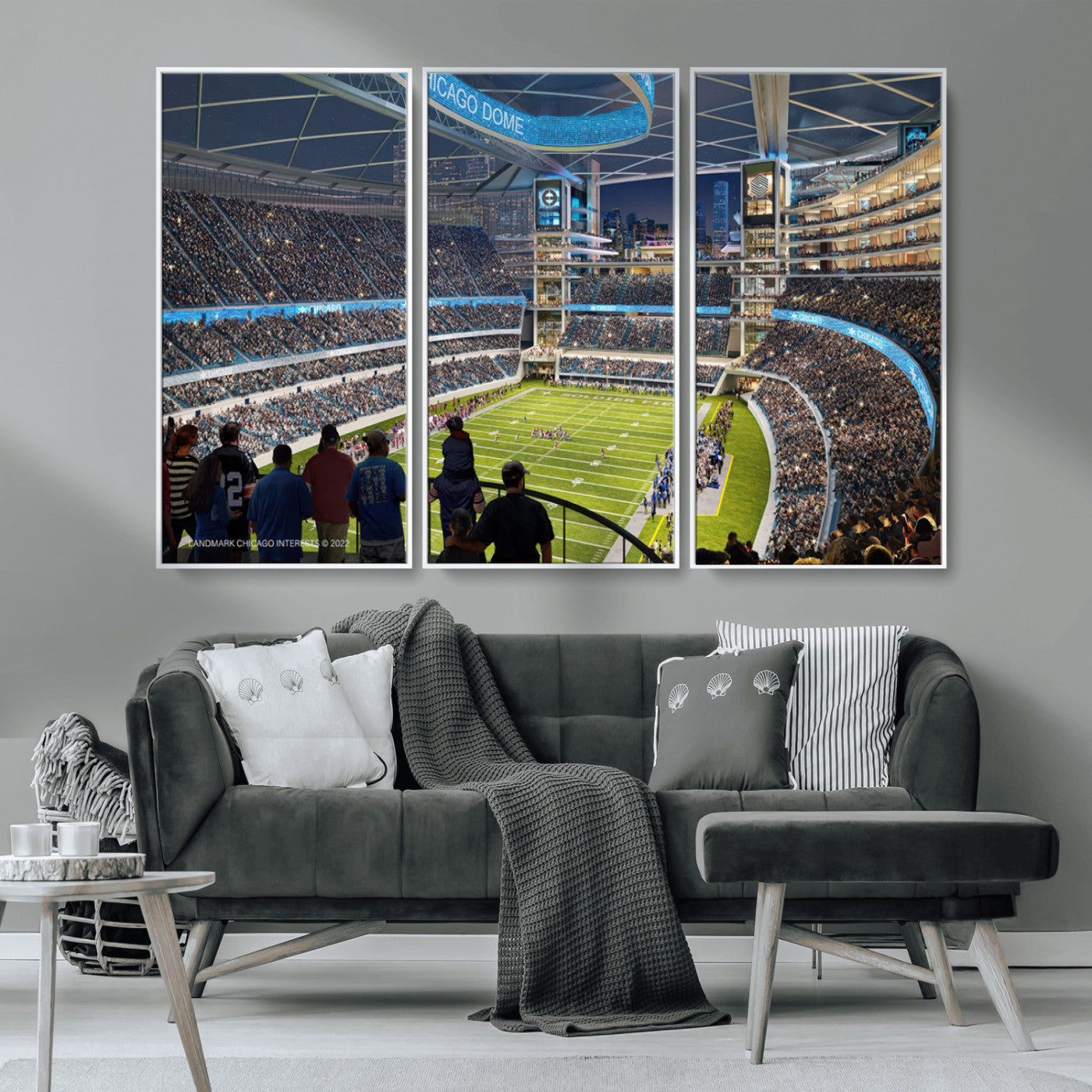 MGV-FC-48X32-3P - Chicago Bears Soldiers Field Wall Art Canvas Print – Framed Football Stadium Artwork for Sports