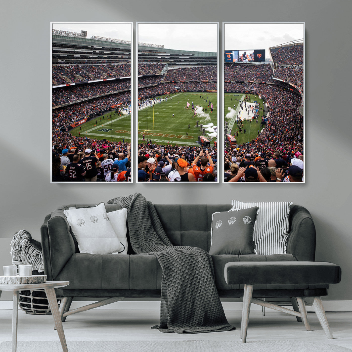 18347149-MGV-CV-36X24-Chicago Bears Soldiers Field Wall Art Canvas Print – Framed Football Stadium Artwork for Sports Fans, Soldier Field Skyline Canvas Decor for Game Room