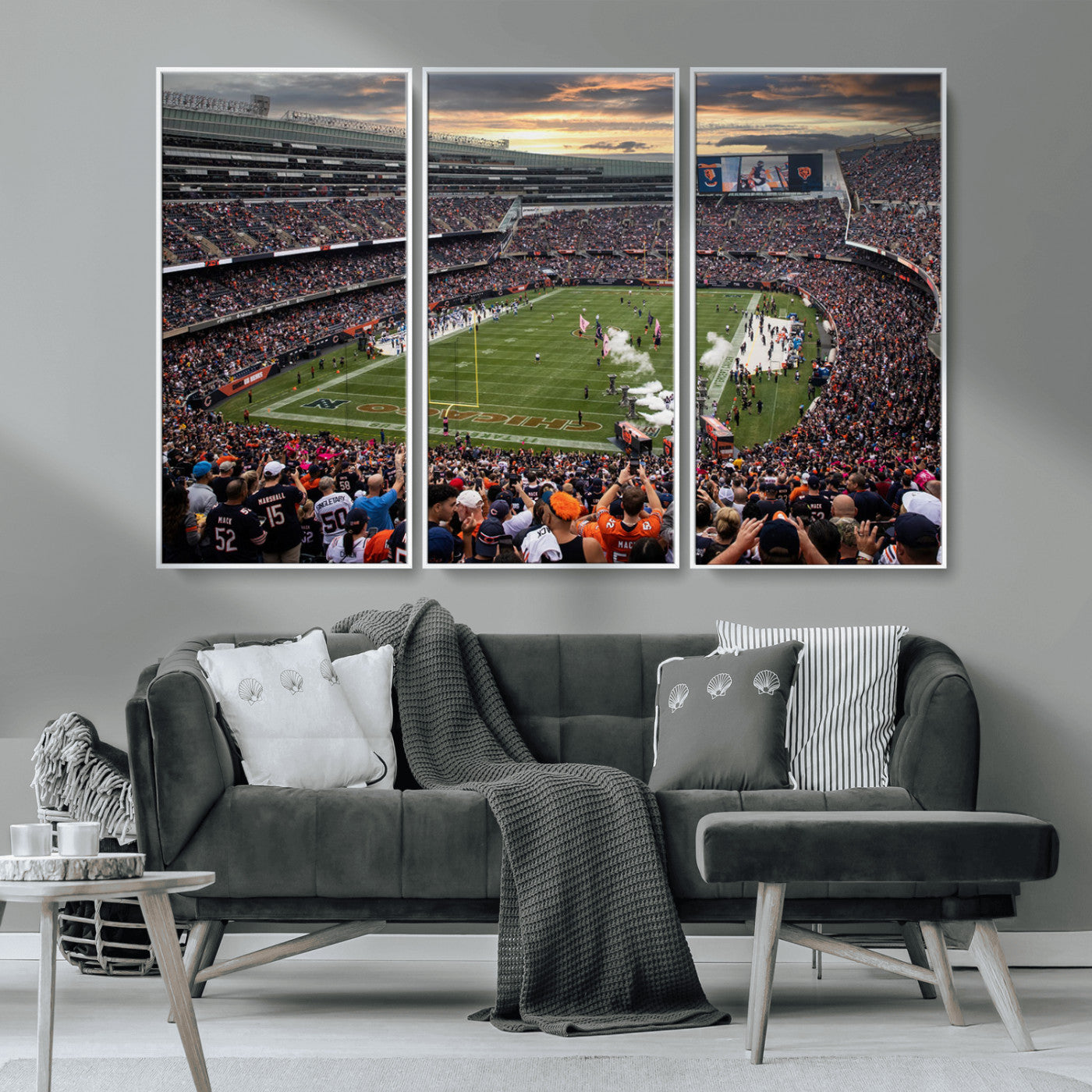 MGV-FC-48X32-3P - Chicago Bears Soldiers Field Wall Art Canvas Print – Framed Football Stadium Artwork for Sports