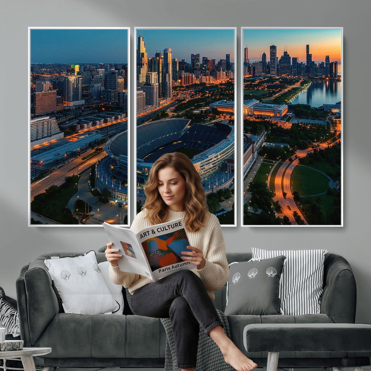 36690345-MGV-CV-36X24 - Chicago Bears Soldiers Field Wall Art Canvas Print