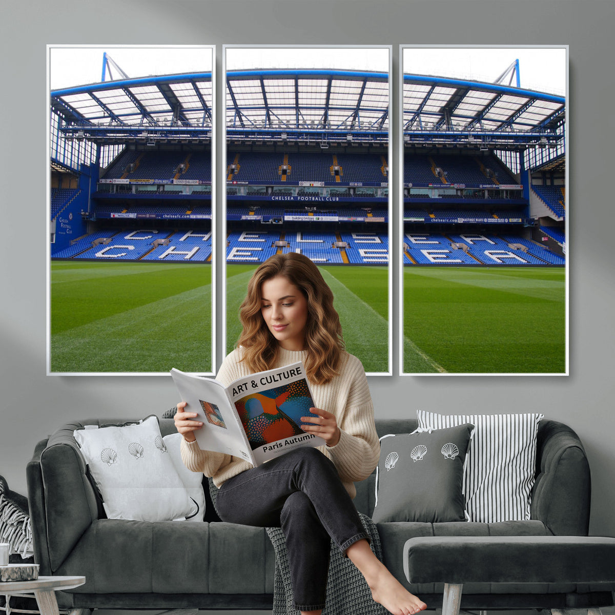 38616413CHELSA-MGV-CV-36X24 - Stamford Bridge Chelsea Football Stadium Canvas Wall Art
