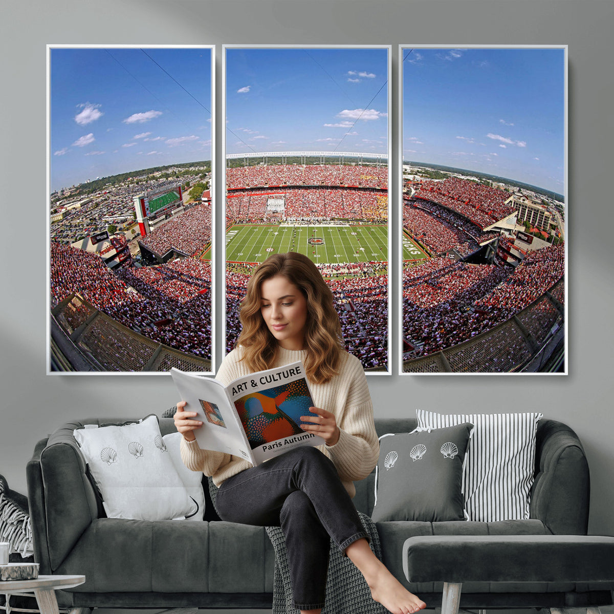 29492070-MGV-CV-36X24 - William Brice Stadium Wall Art Canvas Print, Stadium Crowd on Football Game Day