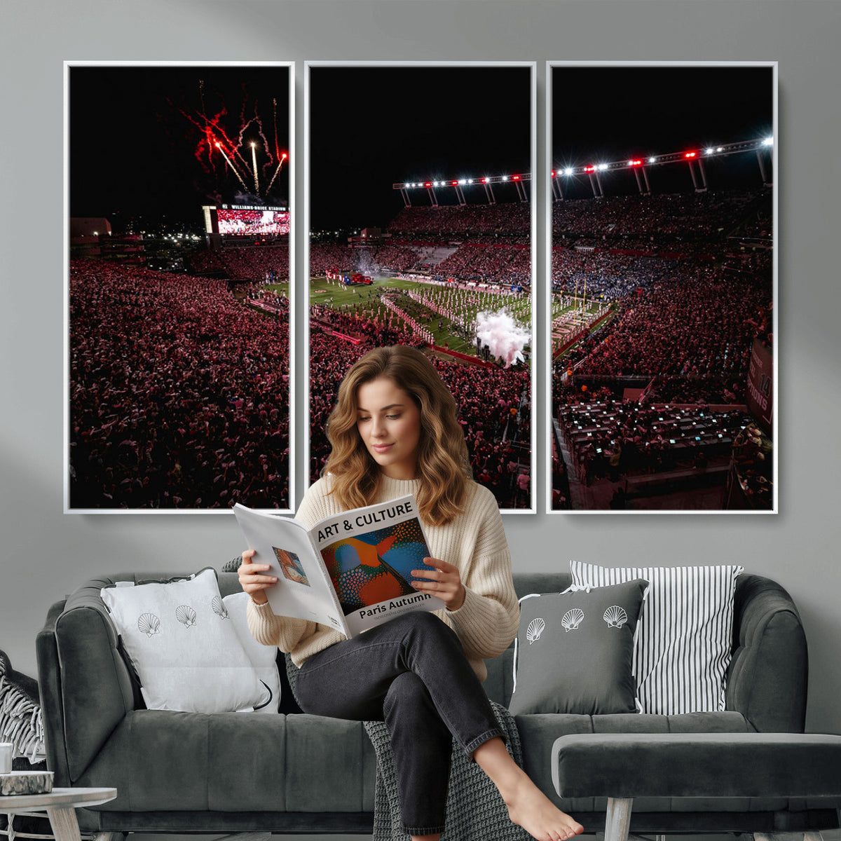 60690191-MGV-CV-36X24 - William Brice Stadium Wall Art Print, Baseball Game Room