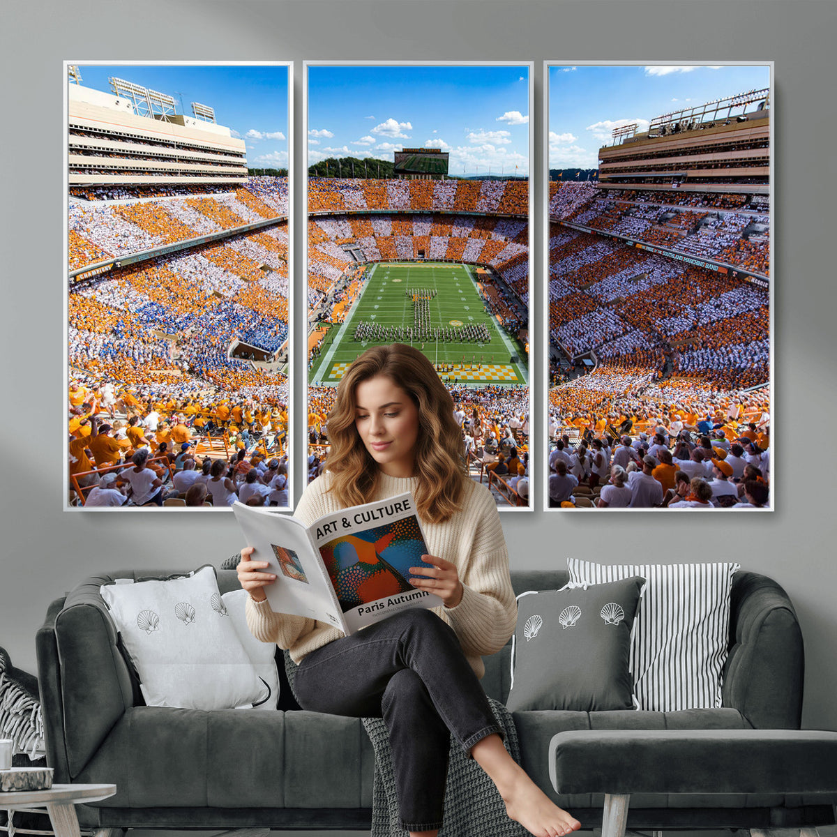 77097951-MGV-CV-36X24 - Tennessee Neyland Stadium Wall Art, Sports Arena Canvas, Extra Large Game Room Wall Decor