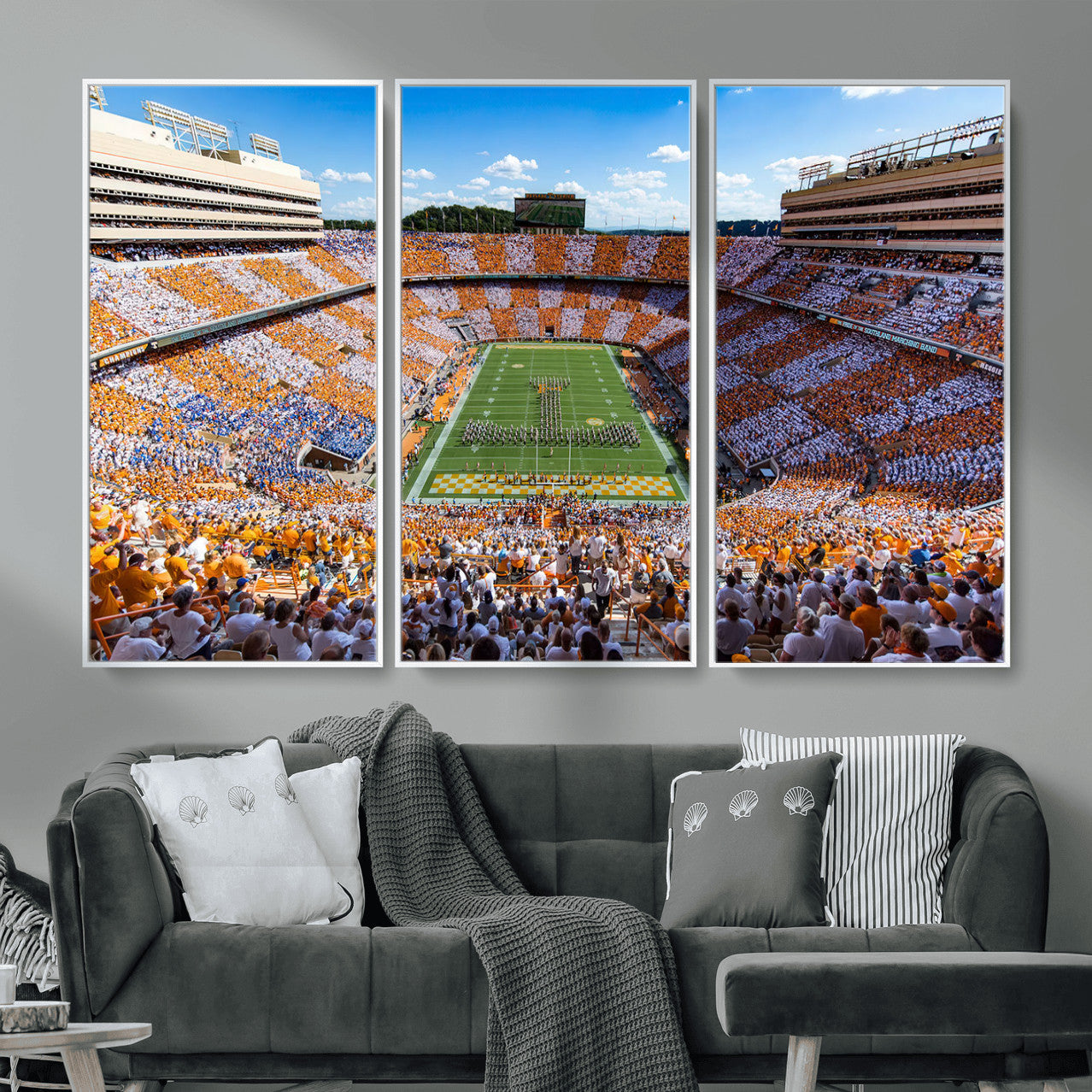 77097951-MGV-FC-48X32-3P - Tennessee Neyland Stadium Wall Art, Sports Arena Canvas Print, Panoramic Stadium Canvas Artwork for Home, Office