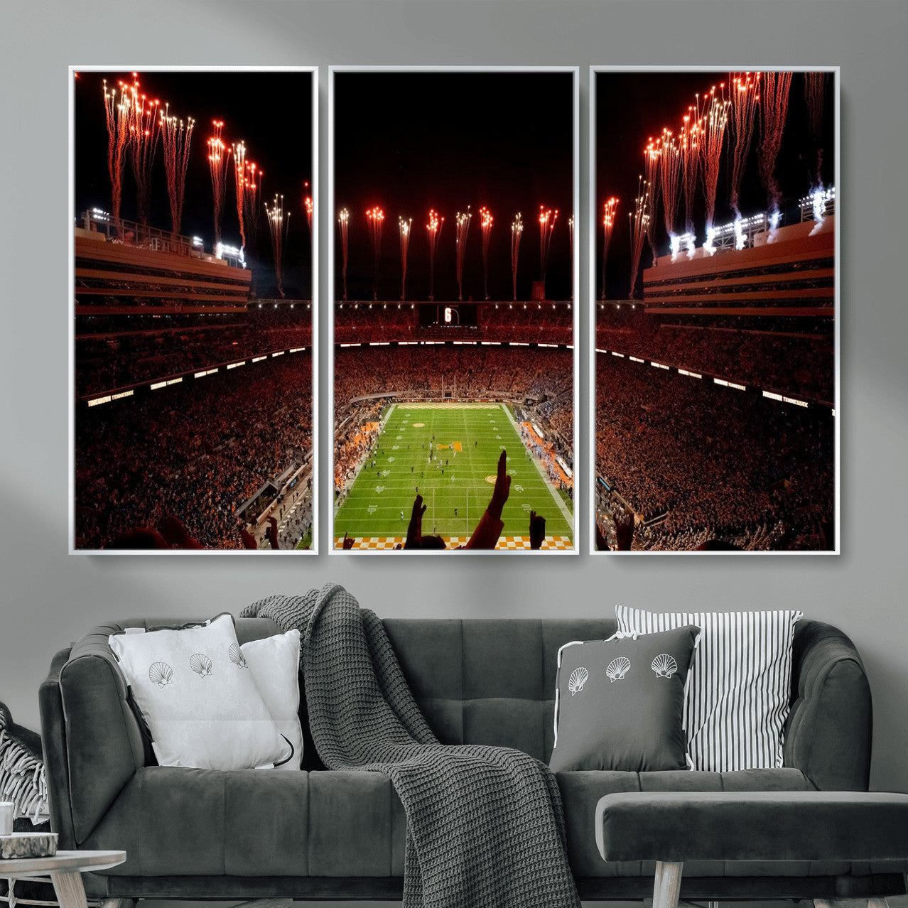 73358115-MGV-FC-48X32-3P - Tennessee Neyland Stadium Wall Art, Sports Arena Canvas Print, Panoramic Stadium Canvas Artwork for Home, Office