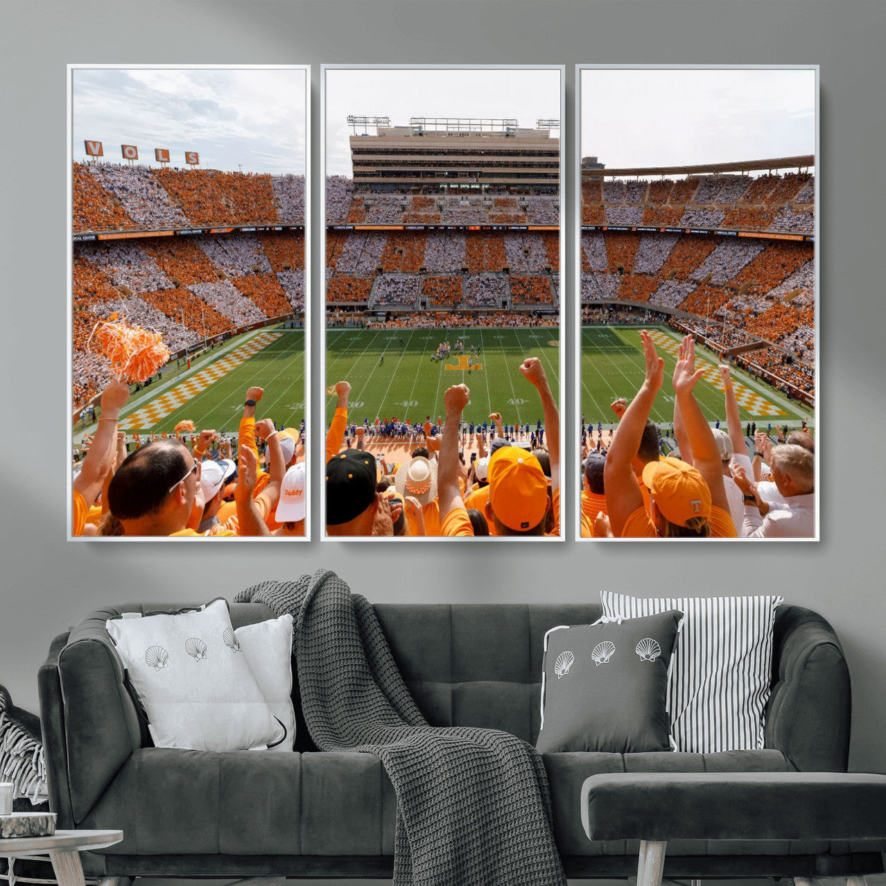 76011417-MGV-FC-48X32-3P - Tennessee Neyland Stadium Wall Art, Sports Arena Canvas Print, Panoramic Stadium Artwork for Home, Office