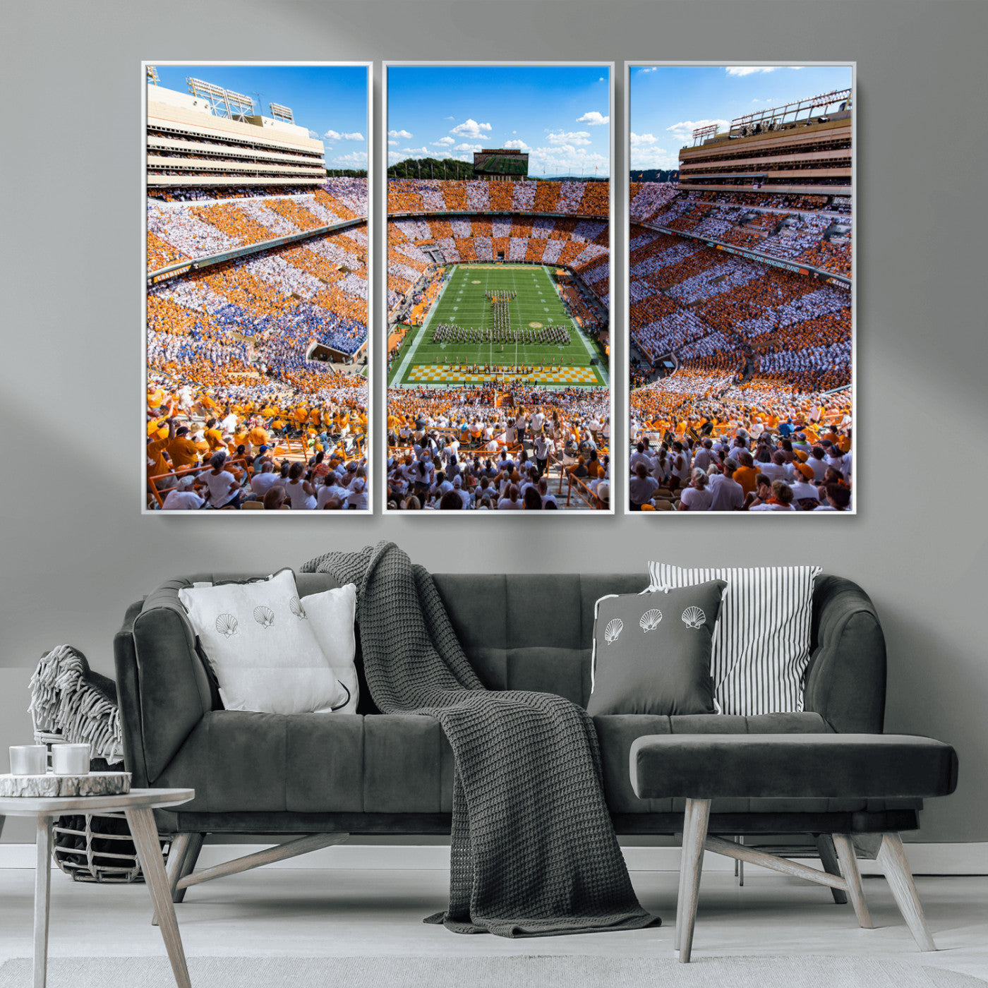 64238859-MGV-CV-48X32-3P-Tennessee Neyland Stadium Wall Art Print, Sports Arena Canvas Wall Art, Panoramic Stadium Canvas Print, Modern Athletic Field Art Printing