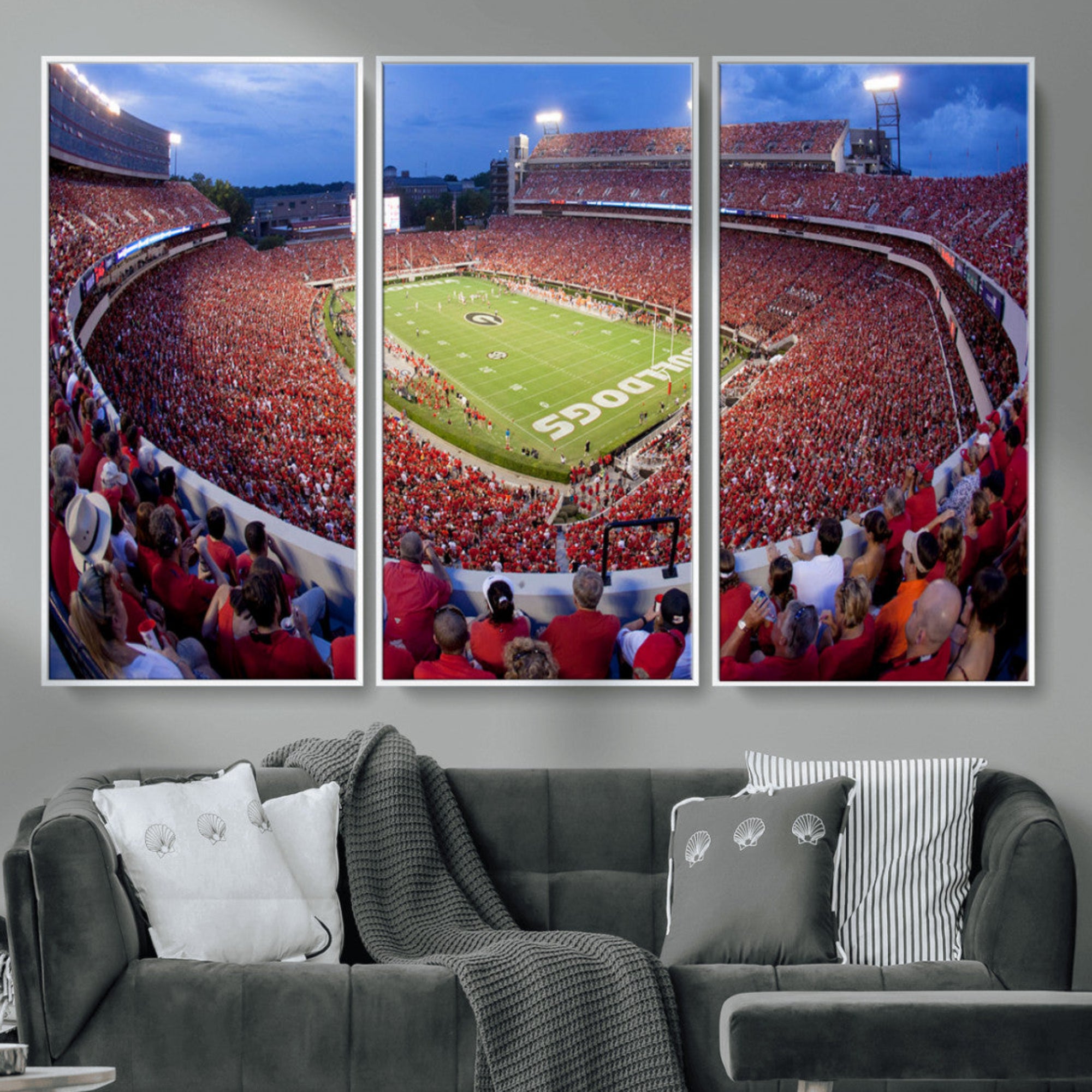 10244378-MGV-CV-48X32-3P-Dooley Stadium Wall Art, Sports Arena Canvas Print, Dooley Field at Sanford Stadium Artwork for Home, Office