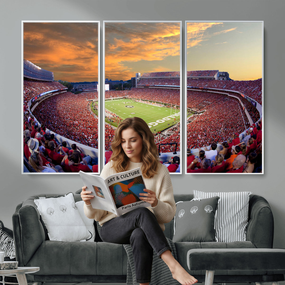 73680988-MGV-CV-36X24 - Dooley Stadium Wall Art, Sports Arena Canvas Print, Dooley Field, Framed and Ready to Hang