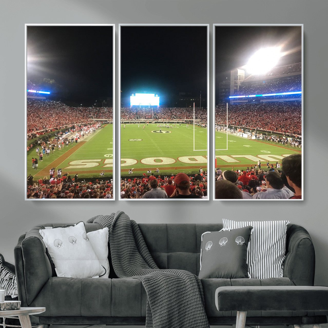 16230786-MGV-FC-48X32-3P - Dooley Stadium Wall Art, Sports Arena Panoramic Canvas Print, Modern Stadium Landscape Artwork for Home, Office