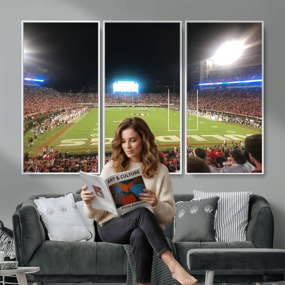 16230786-MGV-CV-36X24 - Dooley Stadium Wall Art, Sports Arena Panoramic Canvas Print, Modern Stadium Landscape Artwork for Home, Office