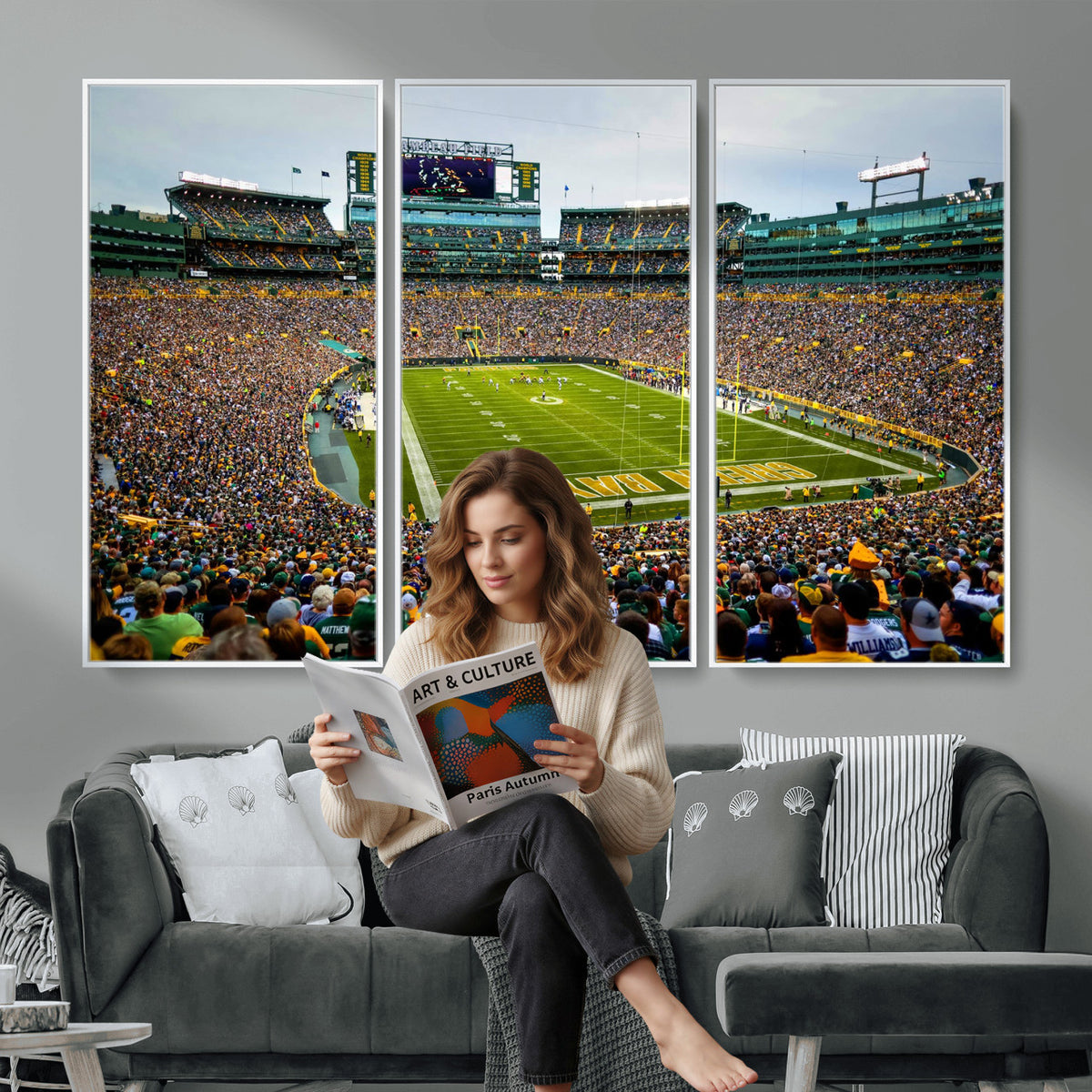 GBP101-MGV-CV-36X24 - Green Bay Packers Lambeau Field Stadium Wall Art Canvas Print