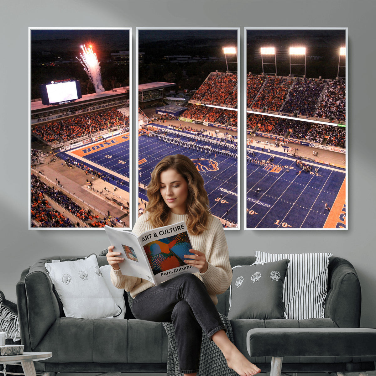 BS1001S-MGV-CV-36X24 - Boise State Broncos Albertsons Stadium Wall Art Canvas Print