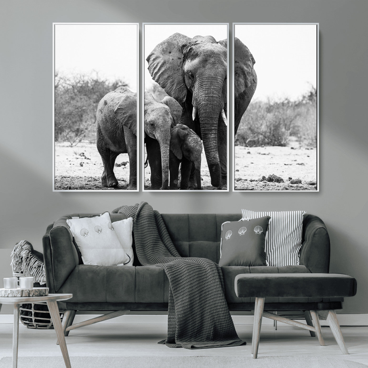 MGV-FC-48X32-3P - Elephant Family Africa Wall Art Canvas Print