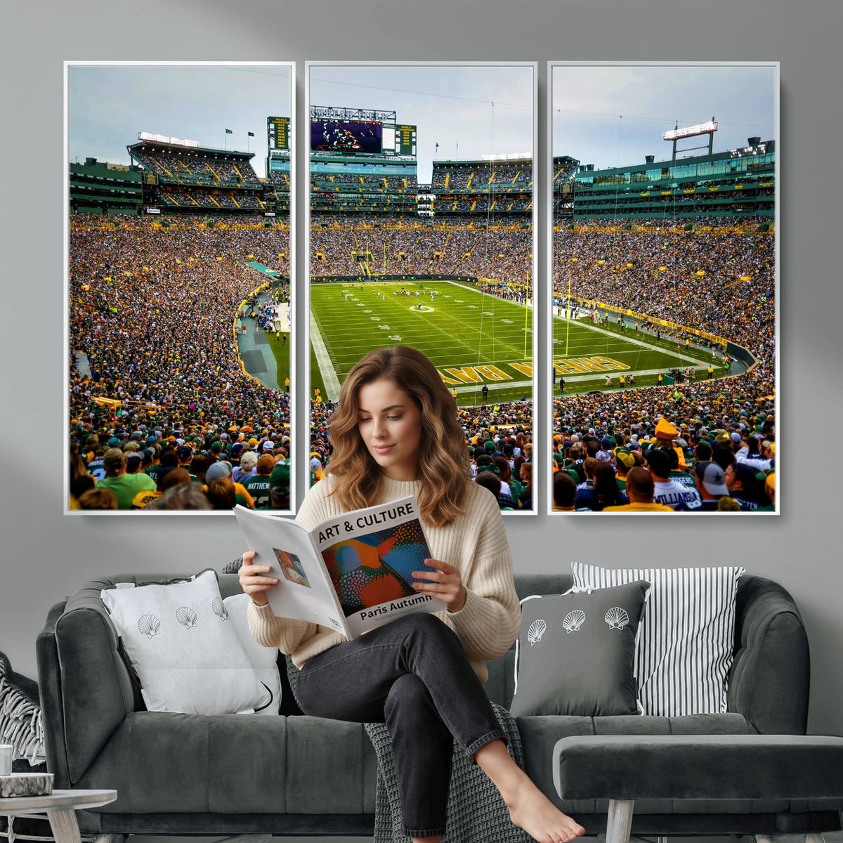 56521752-MGV-CV-36X24 - Green Bay Packers Stadium Wall Art Canvas Print, Lambeau Field