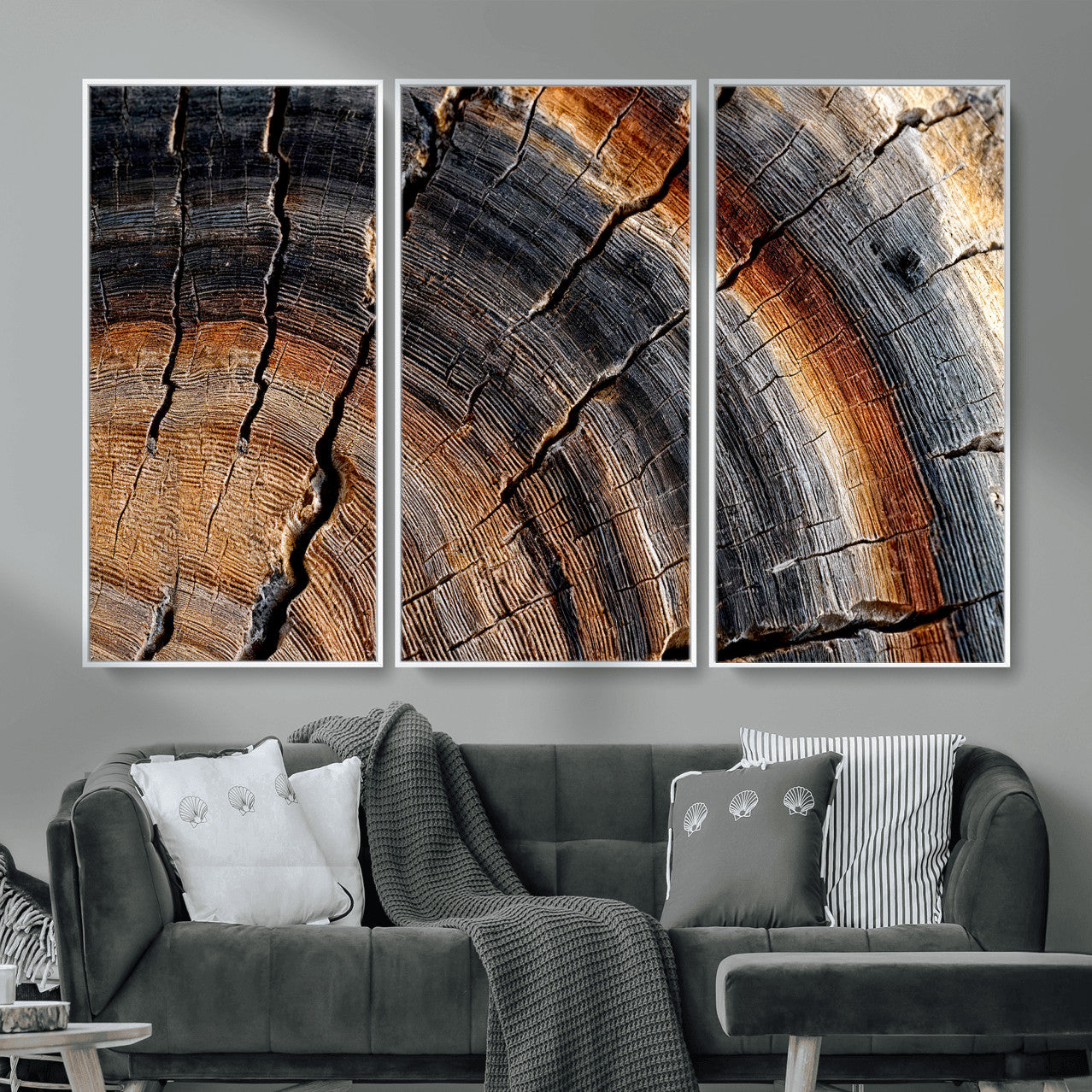 92693966E-MGV-CV-36X24 - Framed Large Abstract Wood Grain Canvas Print, Tree Ring Pattern Wall Art, Framed Canvas Ready to Hang