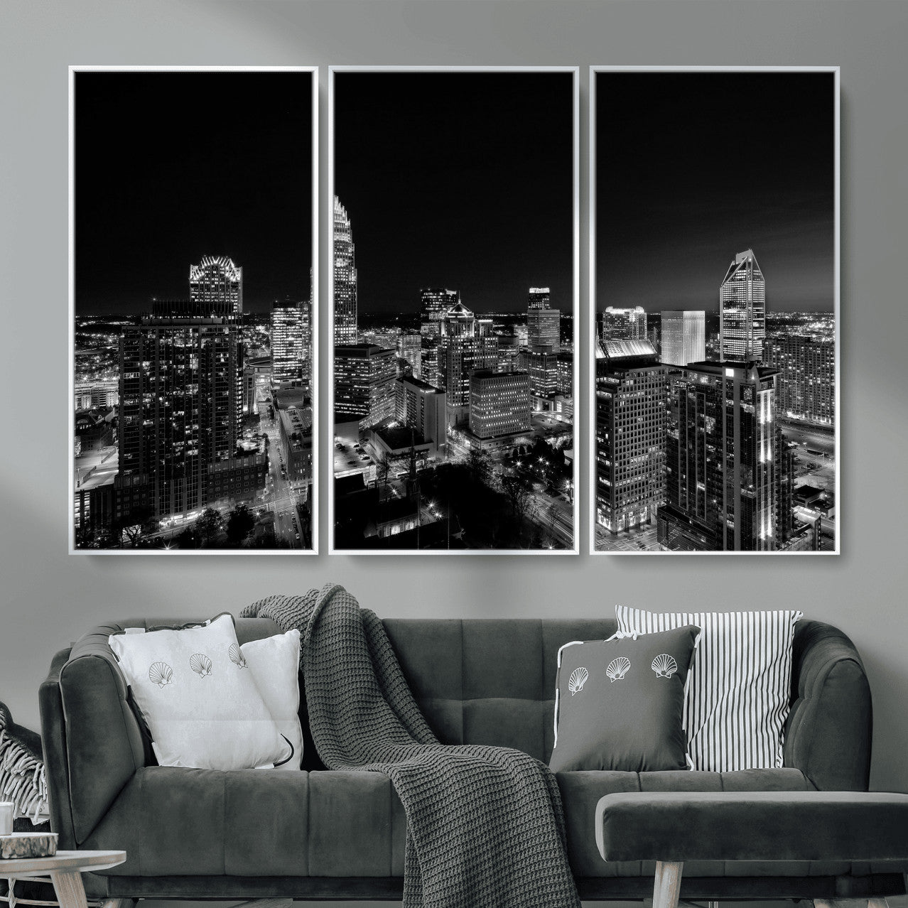 68329345-MGV-CV-36X24 - Atlanta Skyline Wall Art Canvas Print, Atlanta Downtown Night Cityscape Print for Modern Urban Wall Decor