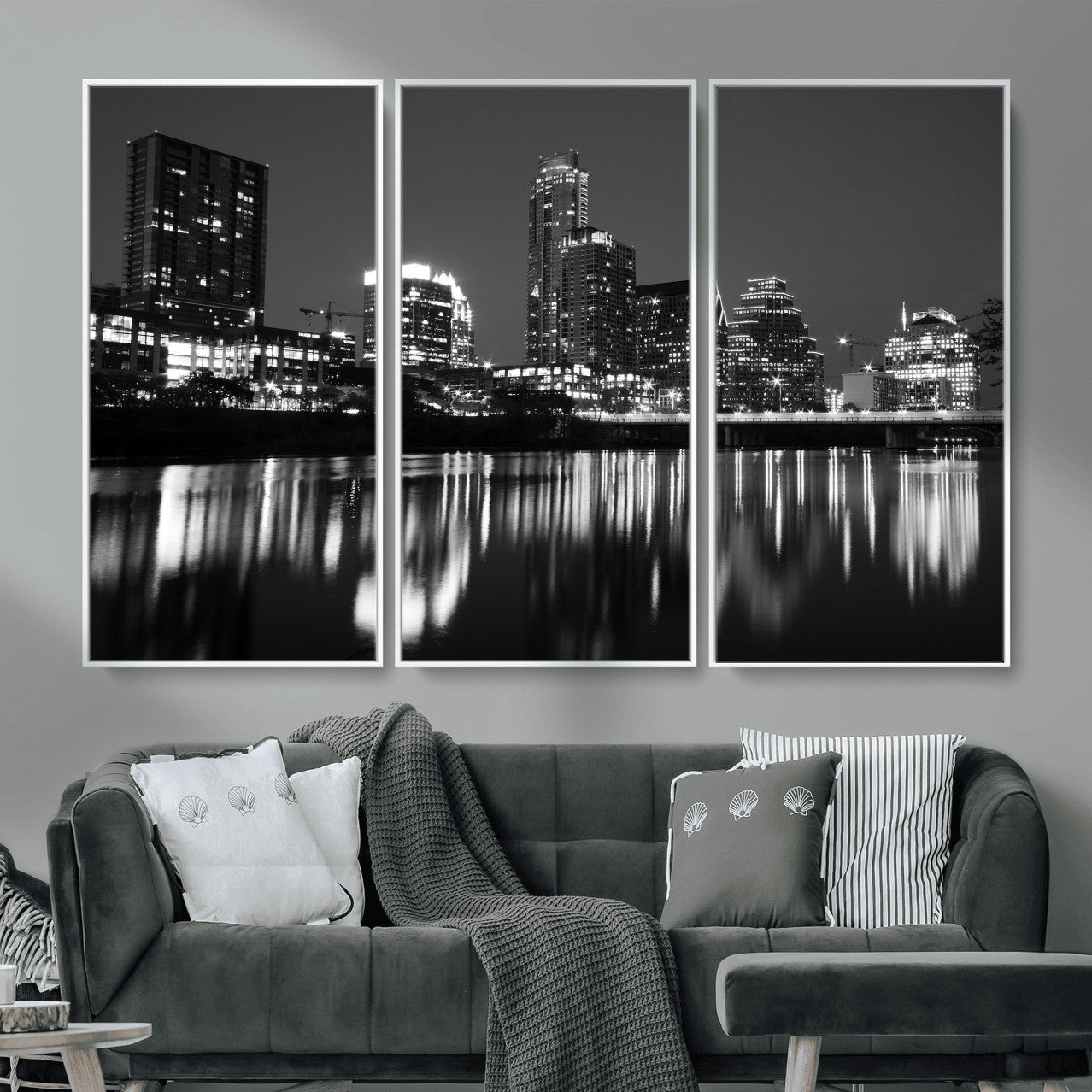 38129554-MGV-CV-36X24 - Austin Skyline Wall Art Canvas Print, Austin Downtown Night Cityscape Print for Modern Urban Wall Decor