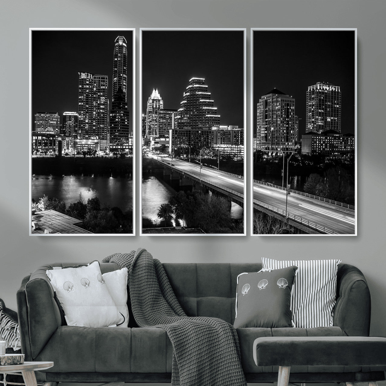 37531750-MGV-CV-36X24 - Austin Skyline Wall Art Canvas Print, Austin Downtown Night Cityscape Print for Modern Urban Wall Decor
