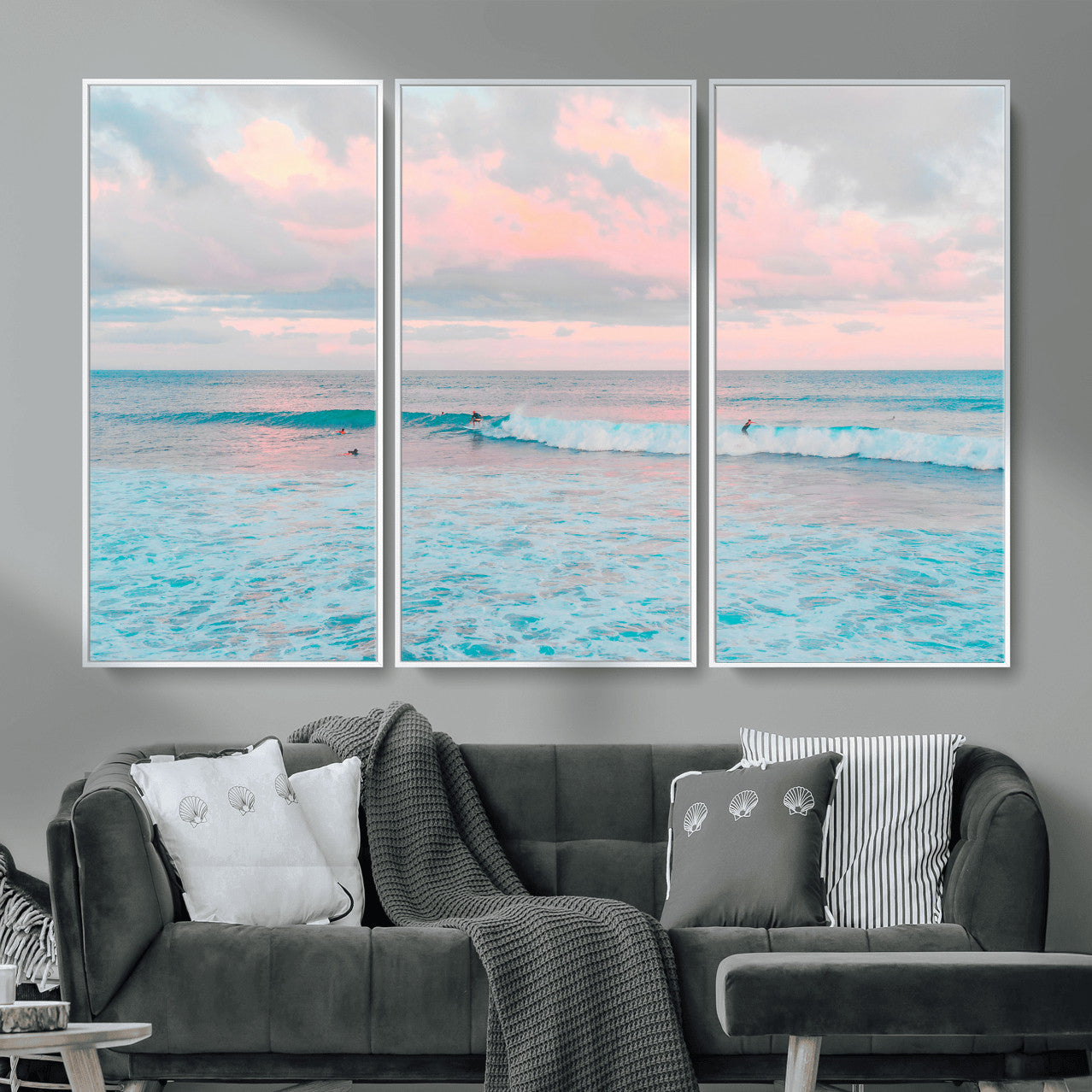 73216461-MGV-CV-36X24 - Ocean Wave Wall Art Canvas Print, Pastel Surf Seascape Photography, Coastal Beach Wall Decor